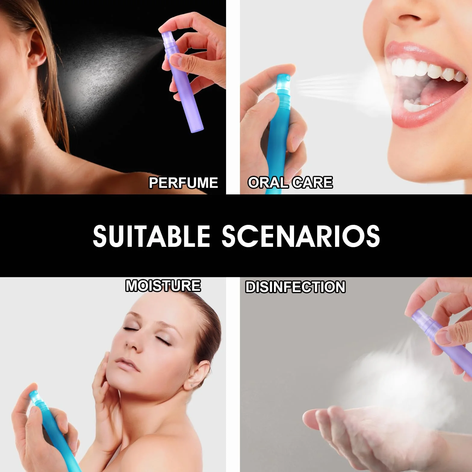 Mini Botellas Pulverizadoras Portátiles 10ml Recargables Tamaño Viaje 5 Paquetes