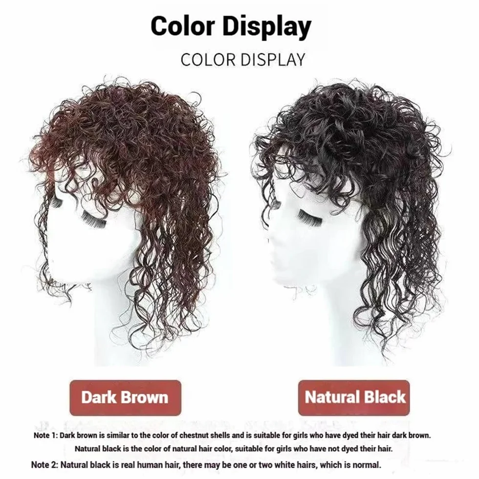 Parte de cabello humano ondulado natural para mujeres, con clip en pony con base de encaje, extensión de cabello, cobertura de la caída del cabello, 30 cm añade volumen al cabello (negro natural)