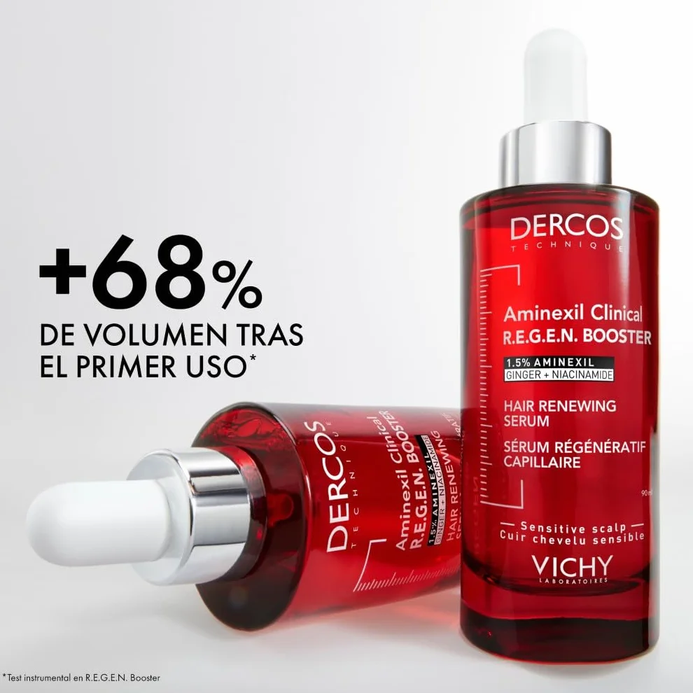 Vichy Dercos Aminexil Clinical R.E.G.E.N. Booster Sérum Regenerador Capilar Reduce Caída Crecimiento Cabello