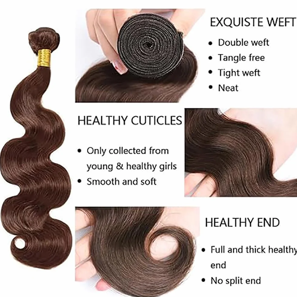 2Shoaiye 50 g # 4 BB paquetes de cabello humano 30 pulgadas
