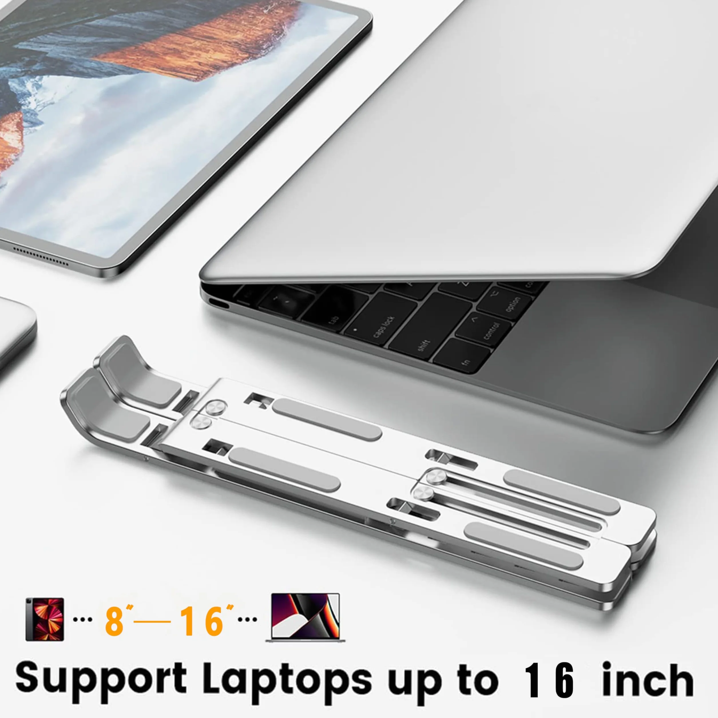 AiTodos® Soporte Portátil Plegable de Aleación de Aluminio Antideslizante con Ventilación y Ajuste de 6 Engranajes para Computadora Portátil