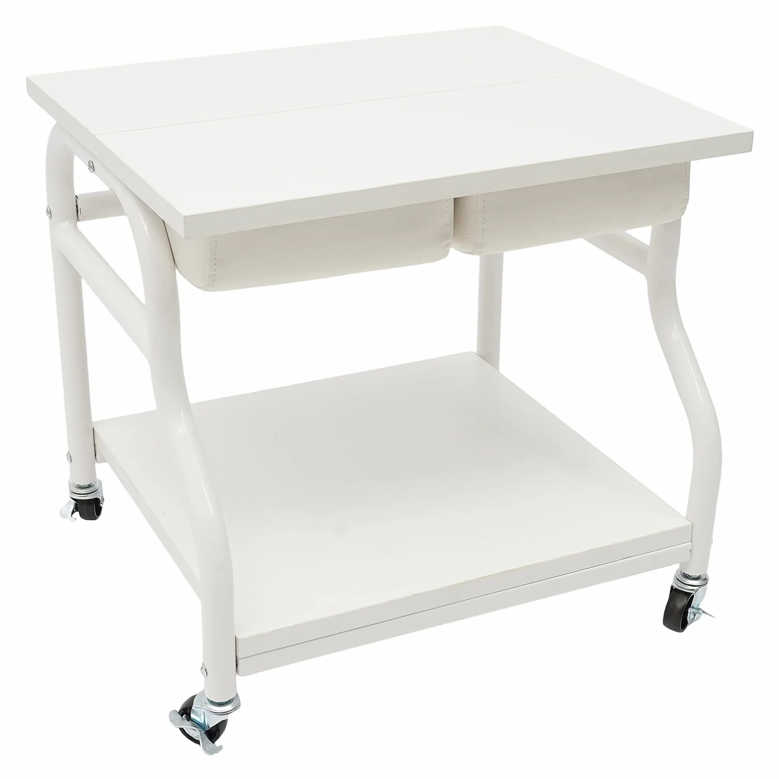 Carrito de spa y pedicura con ruedas y freno, baño de pies plegable, color blanco