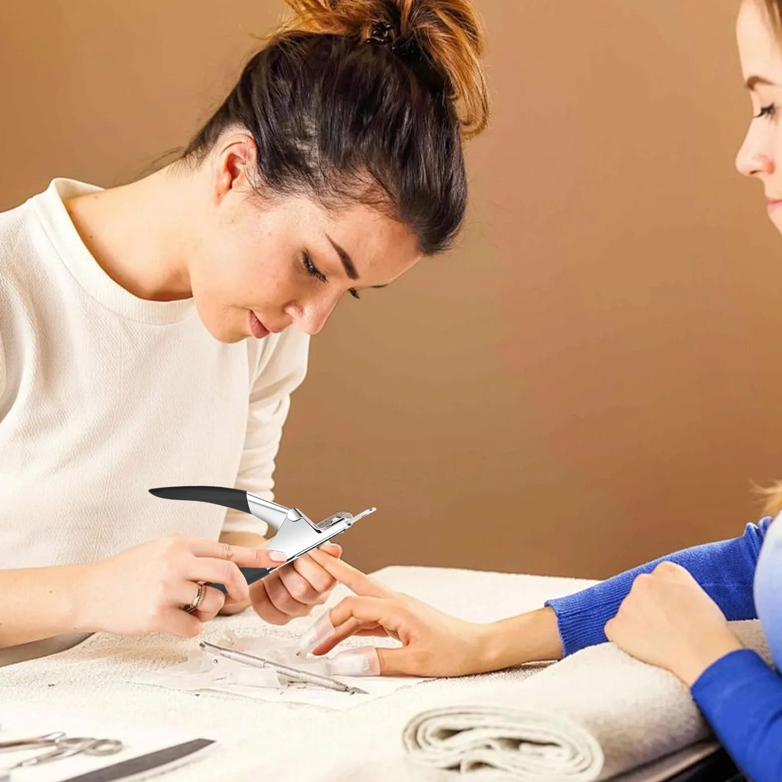 Cortador de uñas falso de acero inoxidable para puntas acrílicas, herramienta de manicura