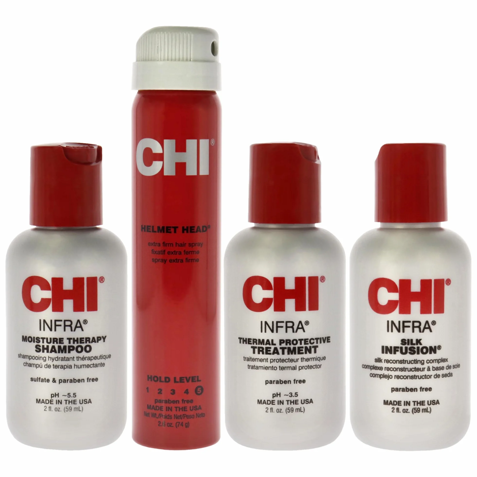 CHI Protect & Hold Kit de viaje champú infrarrojo tratamiento infrarrojos infusión seda spray pelo