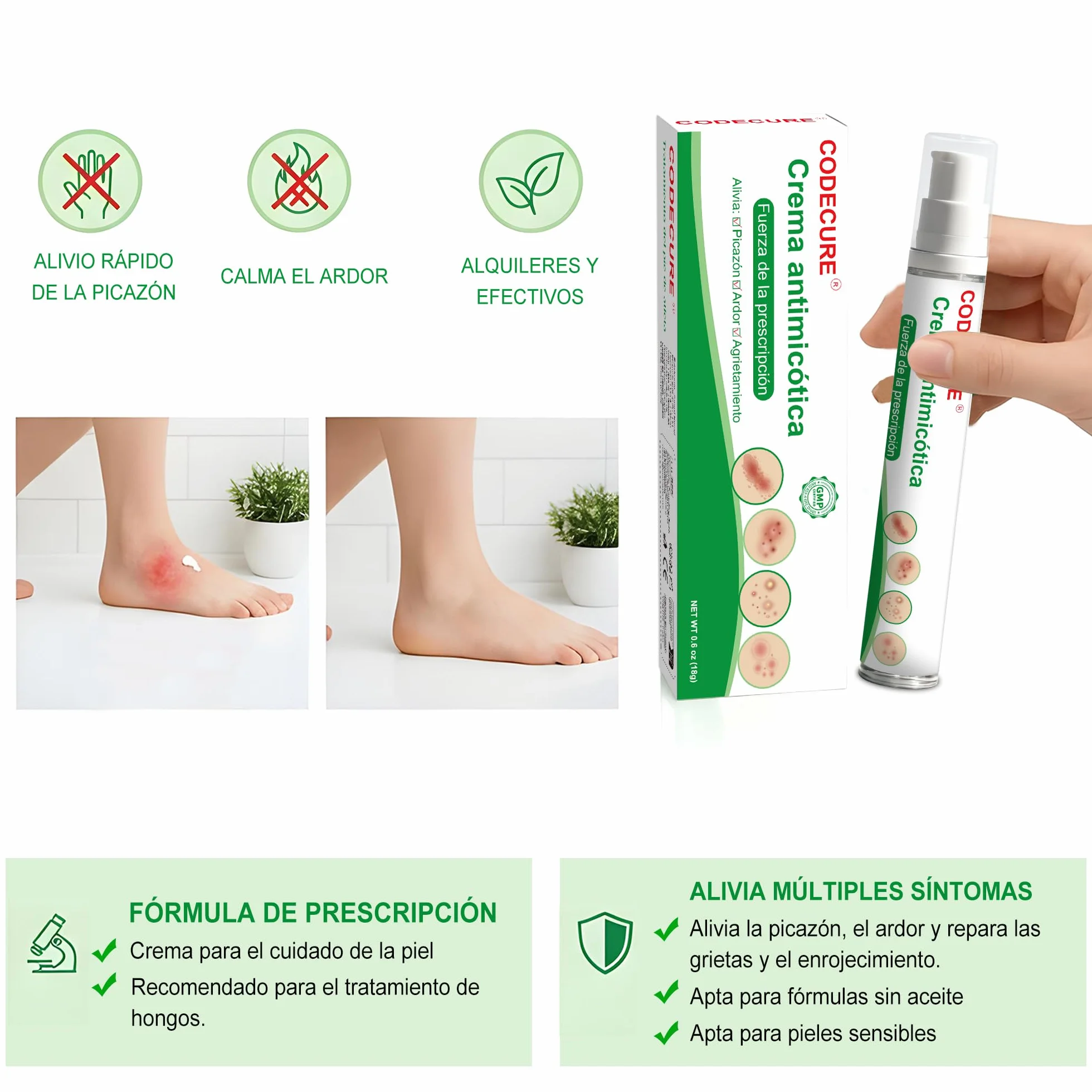 Crema antimicótica para pie de atleta, tiña inguinal y tiña - Fórmula suave - 18G 1-Pack