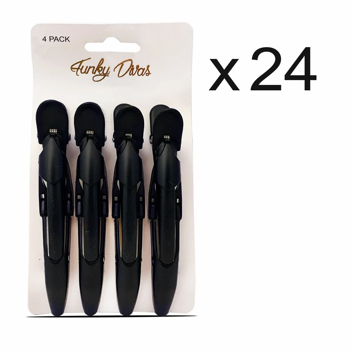 Juego de 24 paquetes de 4 Pinzas de Peluquería,Pinza de Pelo Negra para peluquería,Pinzas de sección fija,Pasadores de pelo de salón para mujeres y niñas, Mango Antideslizante - 11.5 x 1.5 cm