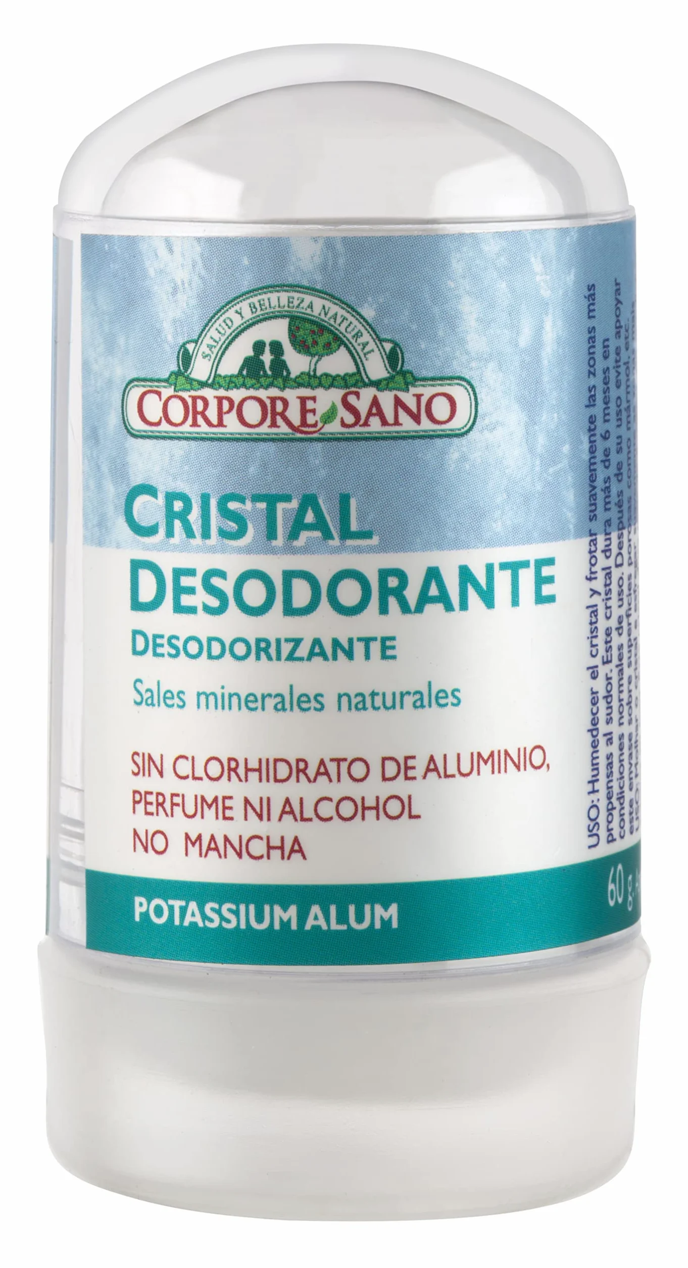 Desodorante Cristal Mineral Piedra de Alumbre 60g 100% Natural Vegano Sin Alcohol