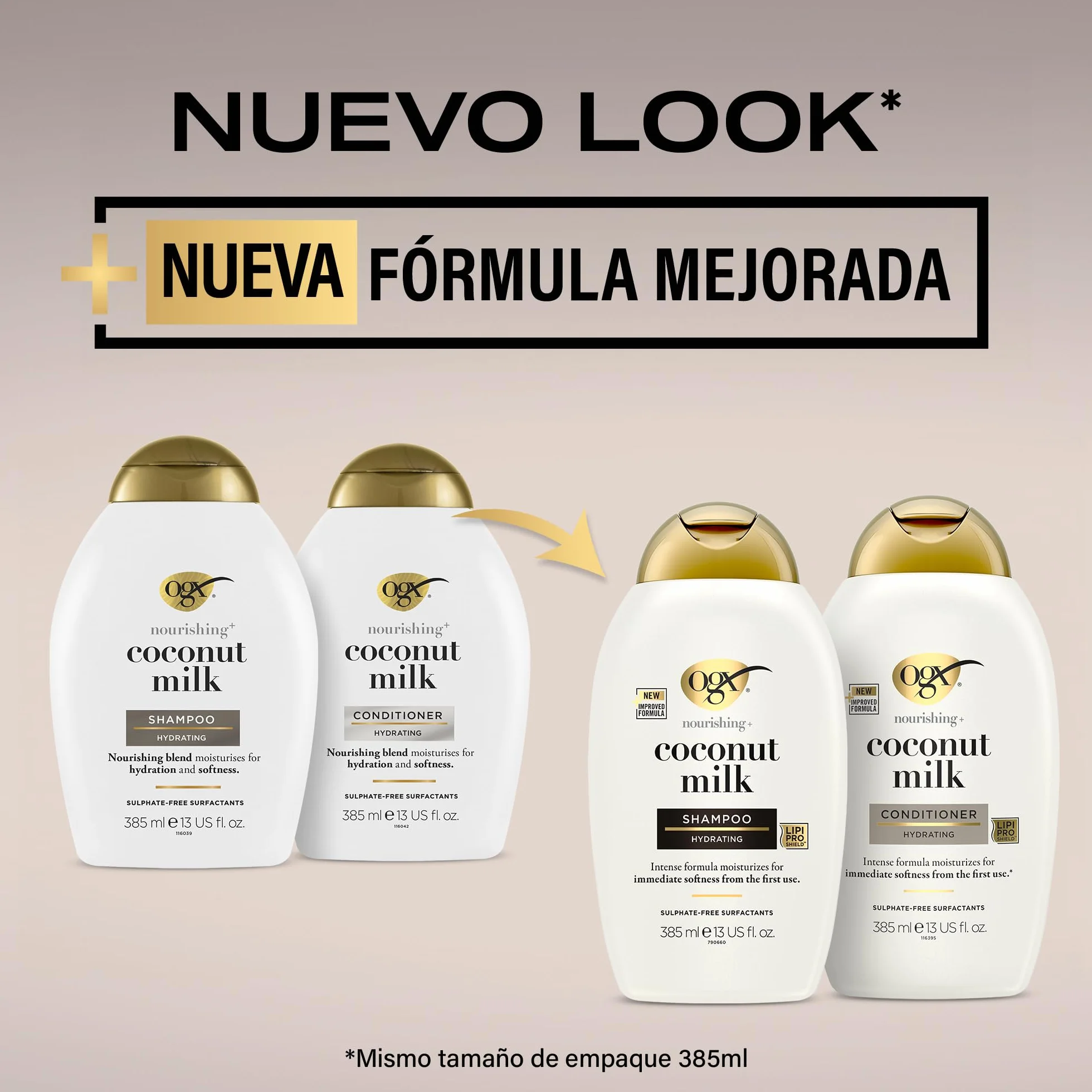OGX Nourishing + Coconut Milk Conditioner 385 ml Sin Sulfatos Para Cabello Seco