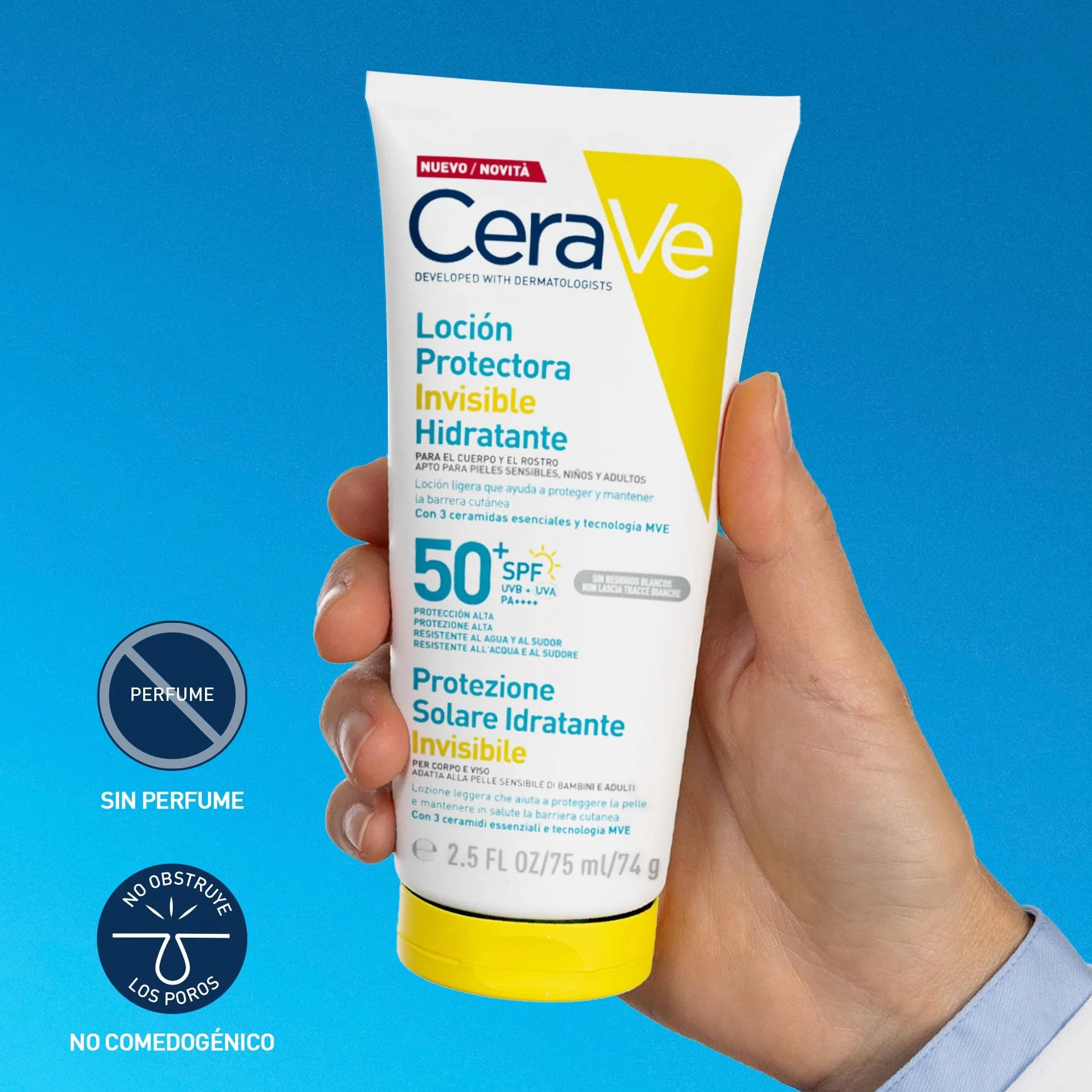 CeraVe Loción Protectora Invisible Hidratante SPF 50+ 75 ml