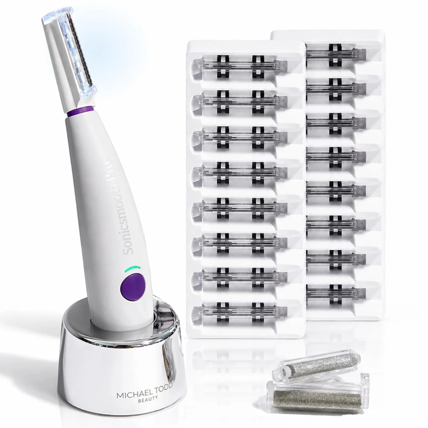 Michael Todd Beauty Sonicsmooth Pro+ Afeitadora Dermaplaning Facial LED 16 Cuchillas