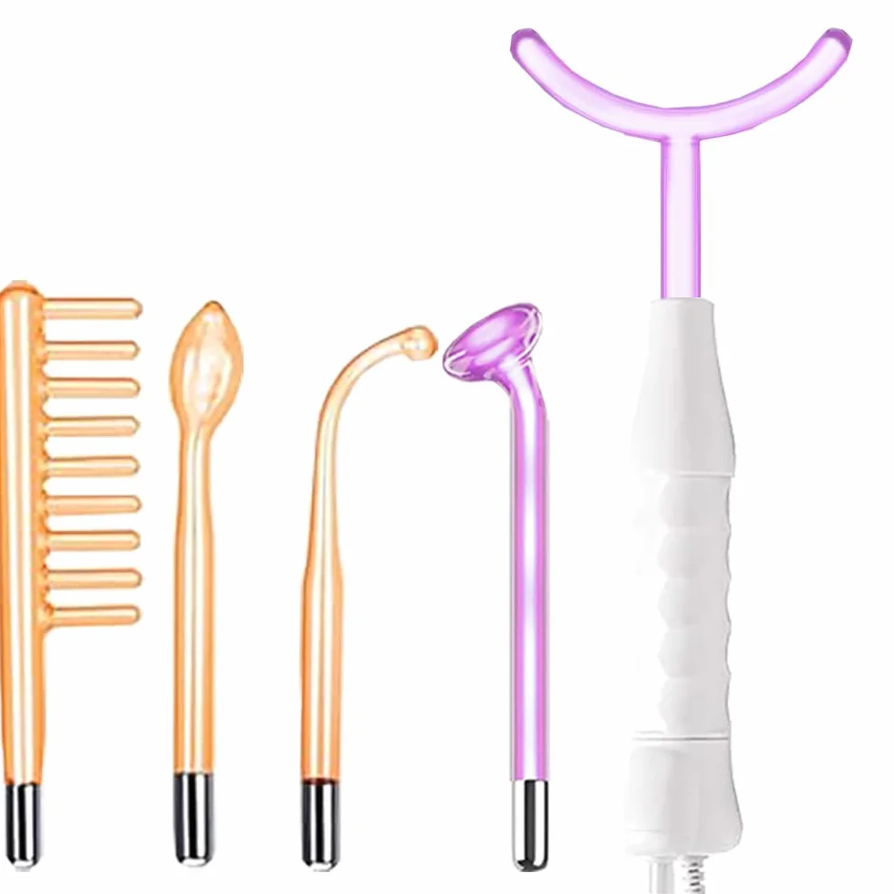 Alta Frecuencia Facial Aparato para Quitar Arrugas, Acné y Alopecia con 5 Electrodos