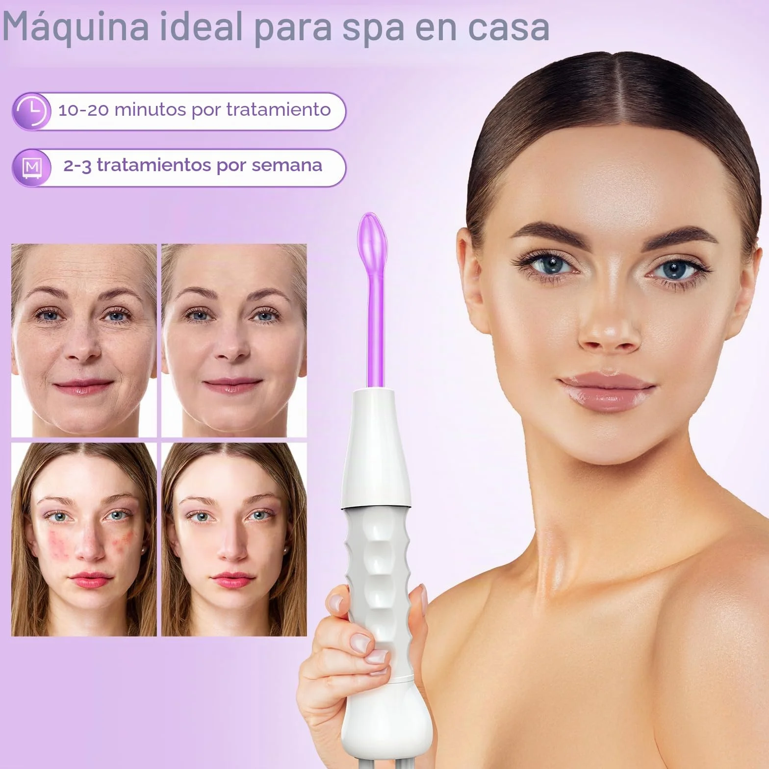 iklestar Alta Frecuencia Facial Profesional Aparato Capilar con 4 Electrodos, Portátil Masaje Facial Cuidado de la Piel
