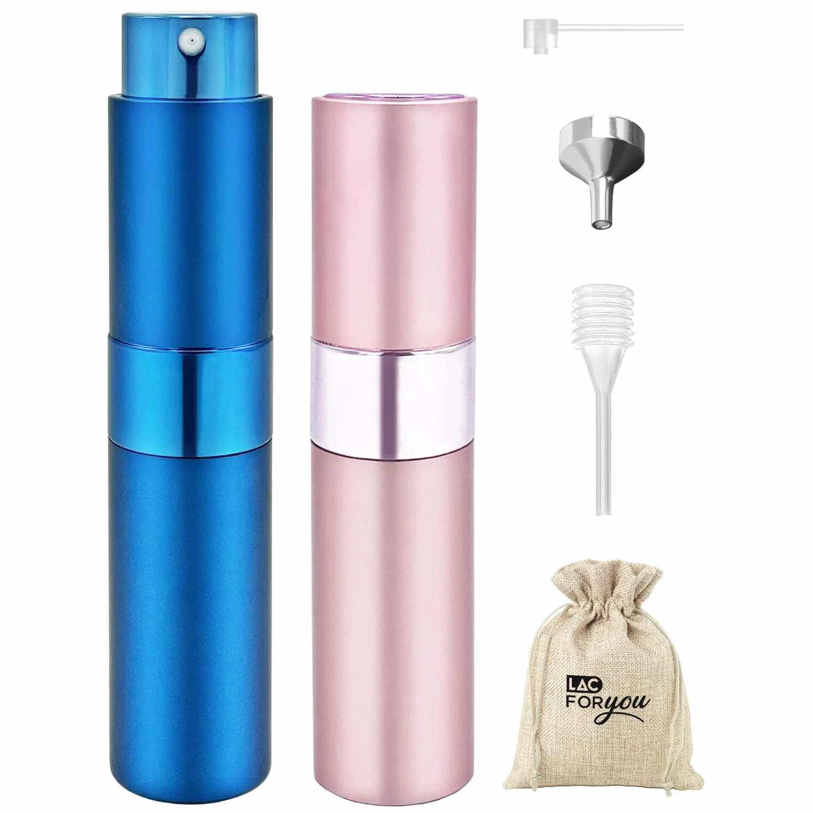 Atomizador Perfume Recargable 8ml - Decants Perfumes Dosificador Colonia Viaje - Azul y Rosa
