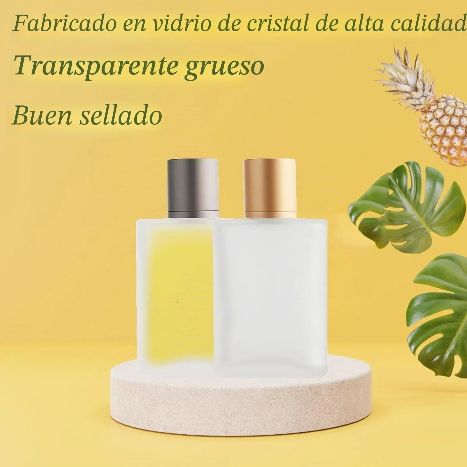 Atomizador Perfume Recargable 100ml 2 Piezas, Pulverizador Cristal Portátil con Dispensador y Embudo, para Viajes Cosmética (Oro+Plata)