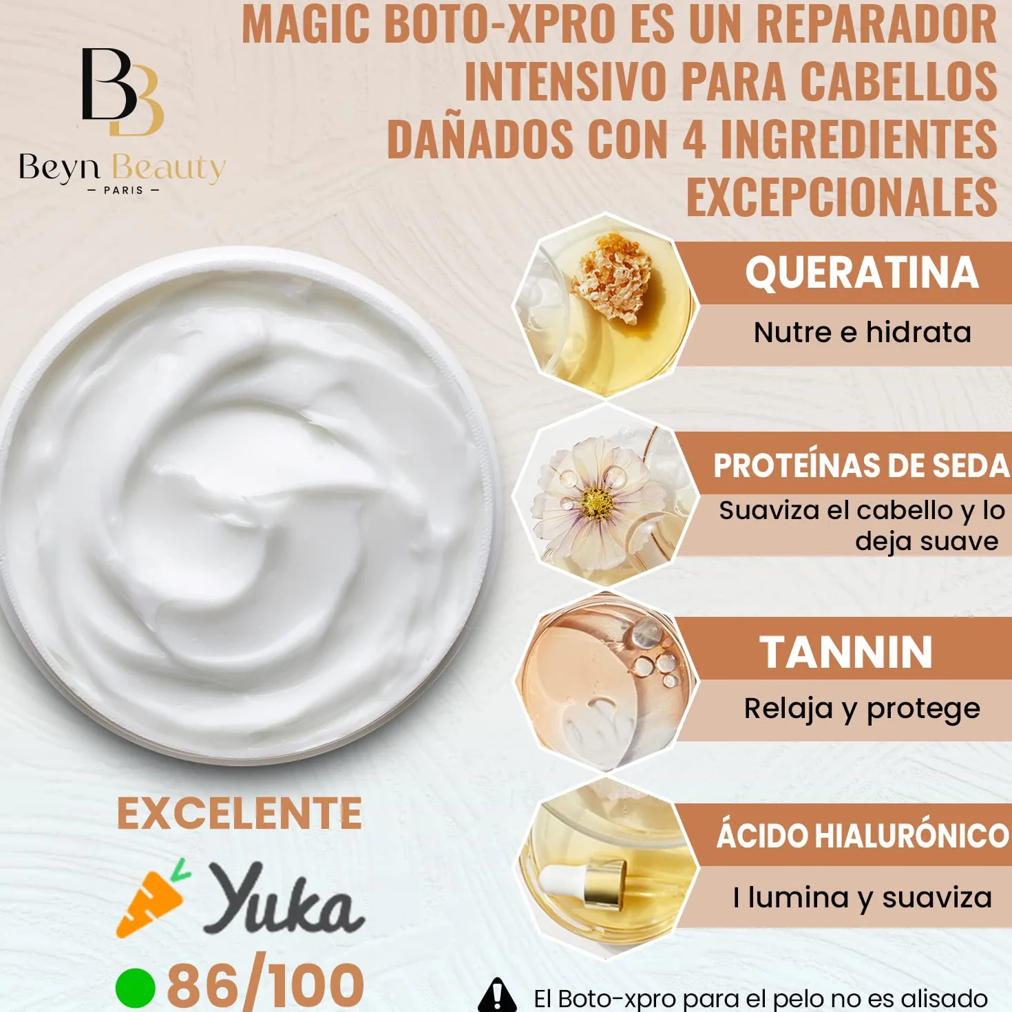 Botoxpro Capilar Reestructurante Mascarilla Pelo Keratina Cabello Dañado Hidrata Alisa Fortalece Ácido Hialurónico Queratina Tanino Made in France