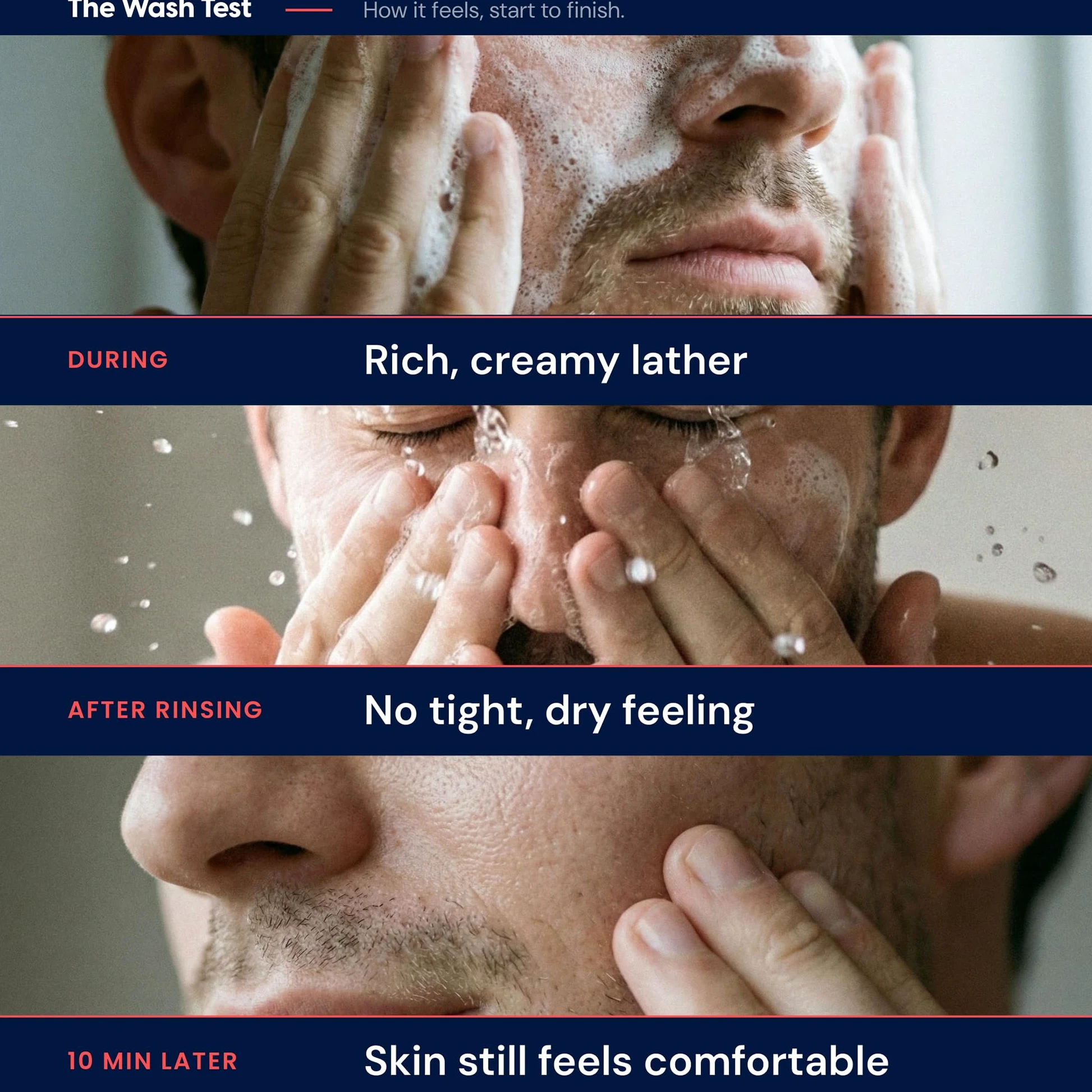 Strive - Gel limpiador facial hidratante profundo para hombre, limpiador facial, cuidado de la piel para hombres, sin perfume, piel limpia, refrescante con aloe vera, ácido hialurónico y