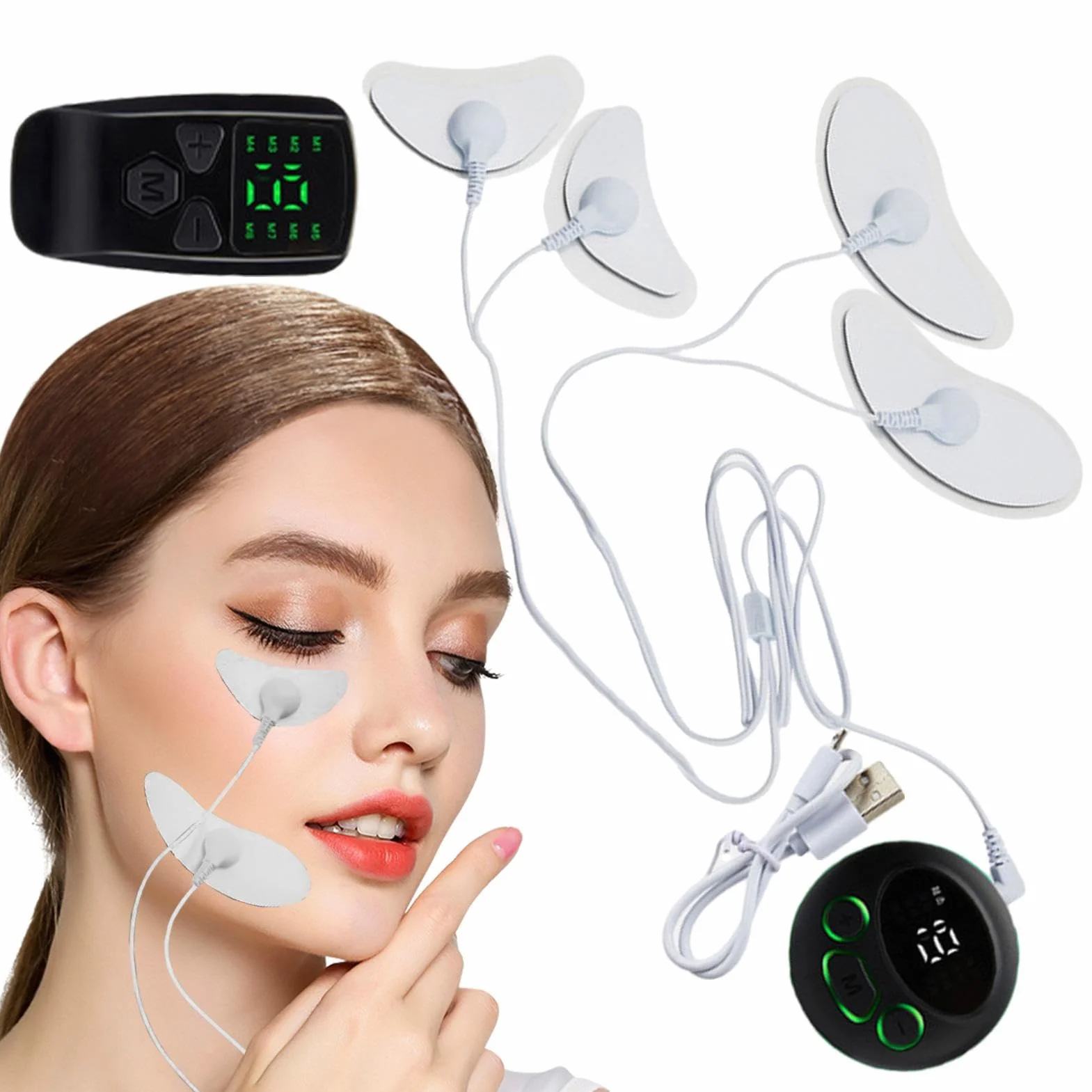 Fenytay Masajeador Facial EMS, Estimulador Muscular Facial bajo Ruido para Adelgazar la Cara