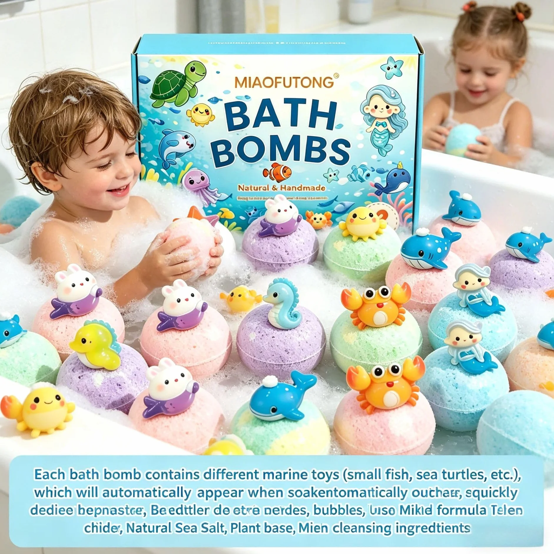 PlayFizz Easter Surprise Bath Bombs,gel De Baño Suave Para Niños, Contiene Juguete Animal Sorpresa (1 Box – 12 Pieces)