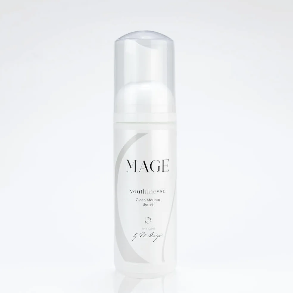 MAGE Clean Mousse Sense - Espuma limpiadora facial para limpiar la piel limpia y uniforme, cuidado facial limpiador, eliminación de maquillaje e imperfecciones, vegano, fabricado en Alemania