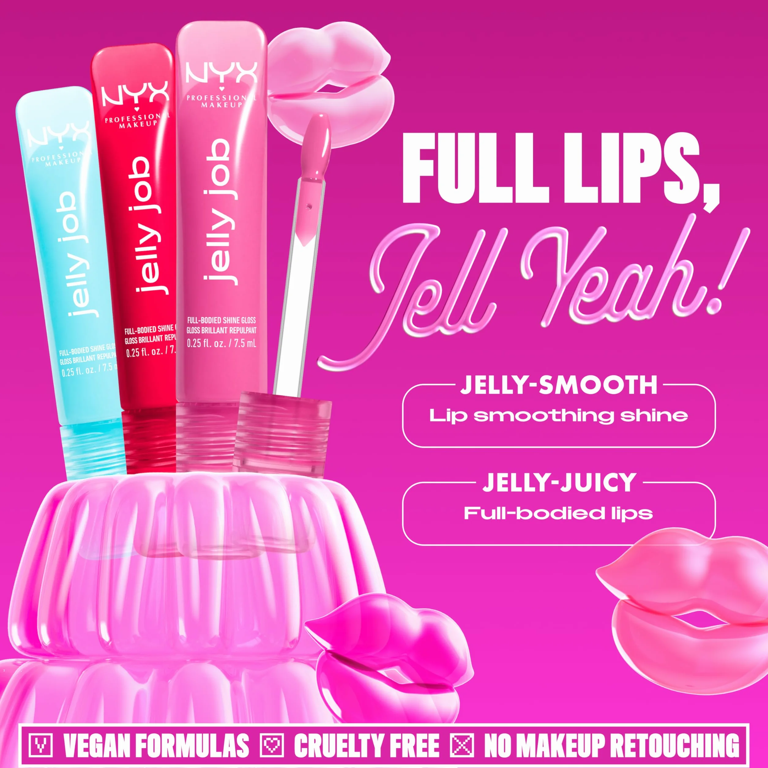 NYX Professional Makeup Jelly Job Brillo de Labios, Tono: Honey, It's Jelly
