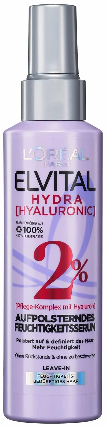 L'Oréal Paris Elvital - Spray hidratante para cabellos brillantes, sérum con ácido hialurónico Hydra Hyaluronic, 150 ml