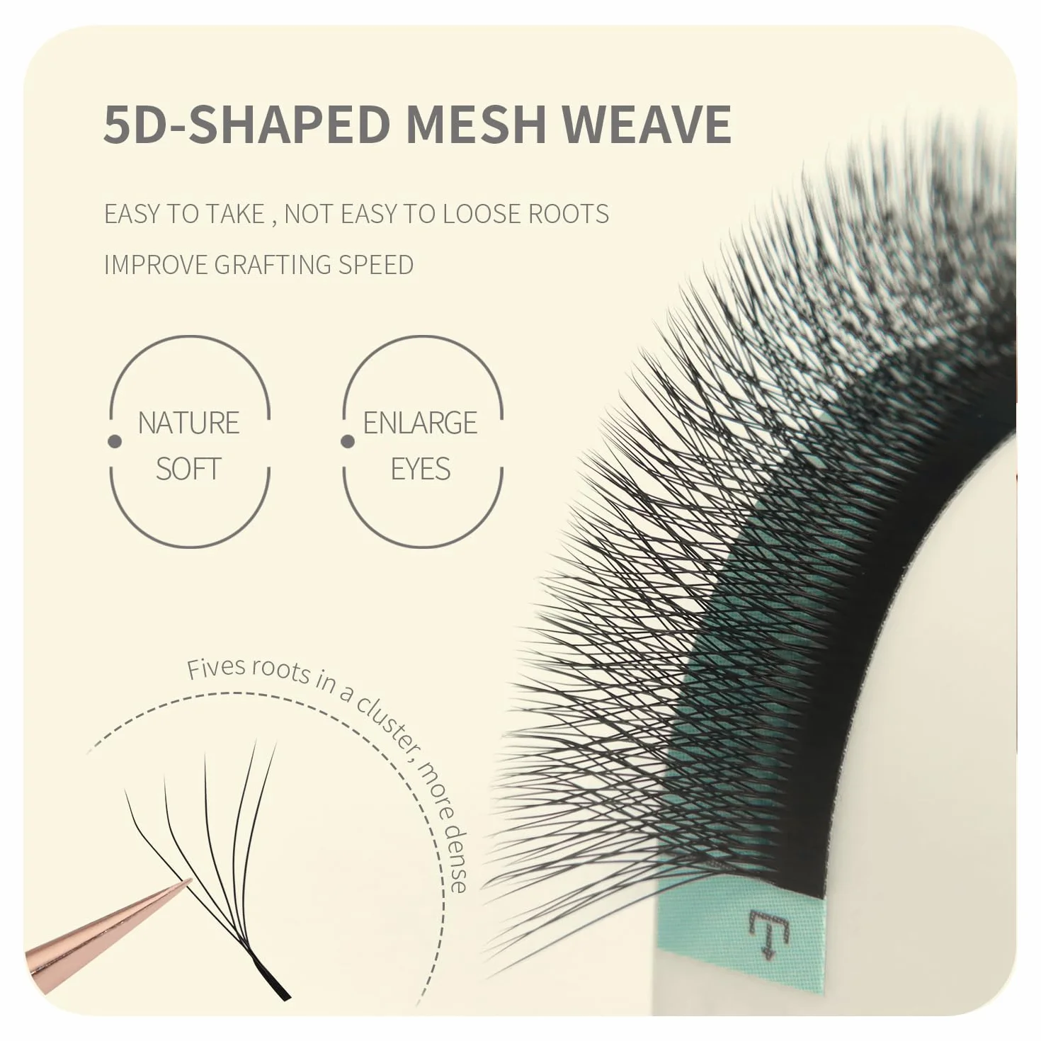 Extensión de Pestañas 5D W 0.07mm C Curl 8-15mm Pelo a Pelo Volumen Ruso Fan Lash