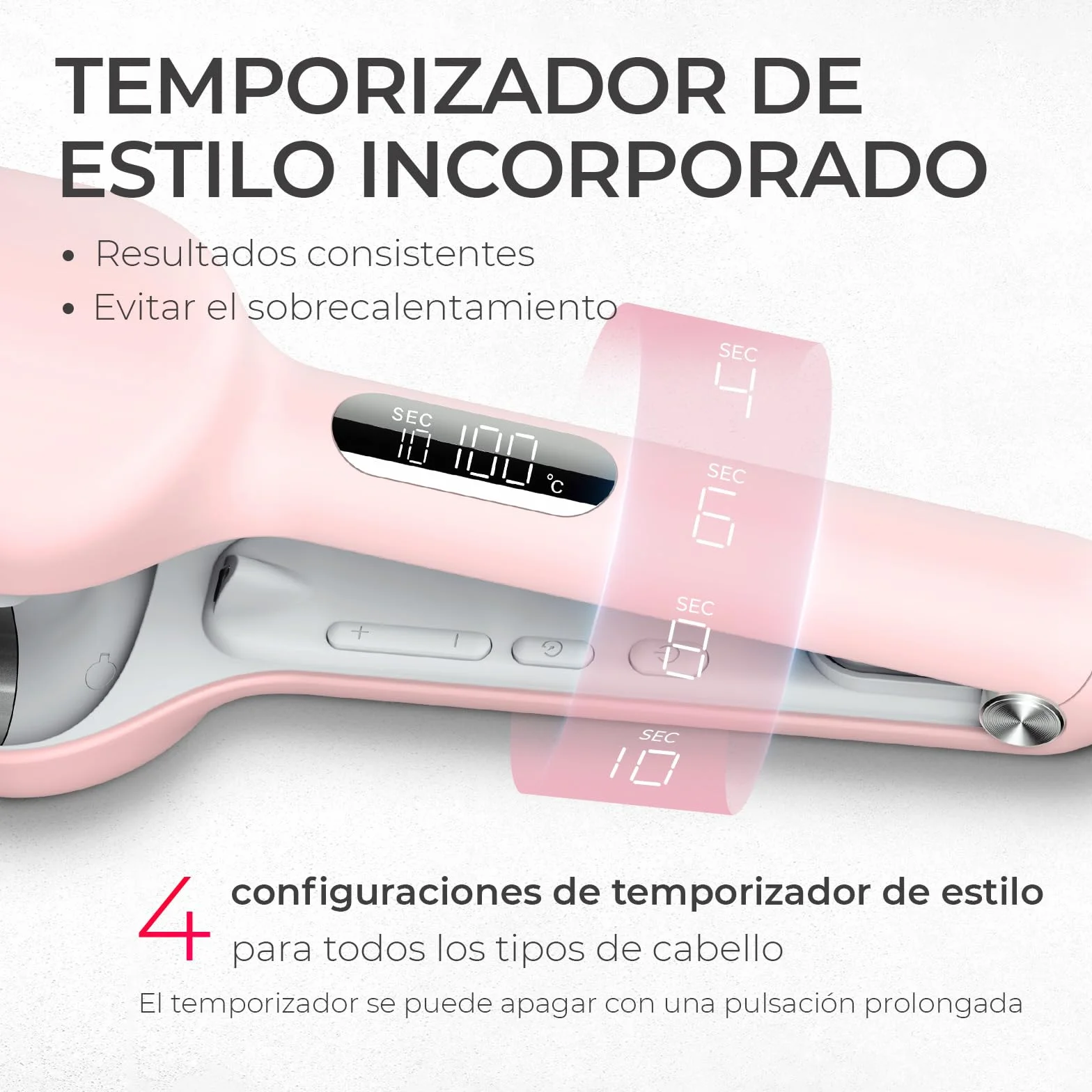 TYMO ROVY Rizador de Pelo Ondas, Beach Waves Plancha Ondas 32 mm para Grandes Rizos, Ideal para Principiantes, Rulos Ondulados Instantáneos, Ondulador de Pelo Iónico con 4 Temperaturas, Pantalla LED