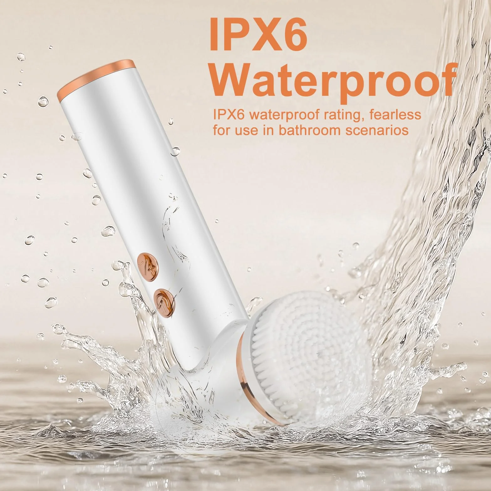 Cepillo limpieza facial eléctrico recargable IPX6 4 cabezales 5 niveles ajuste