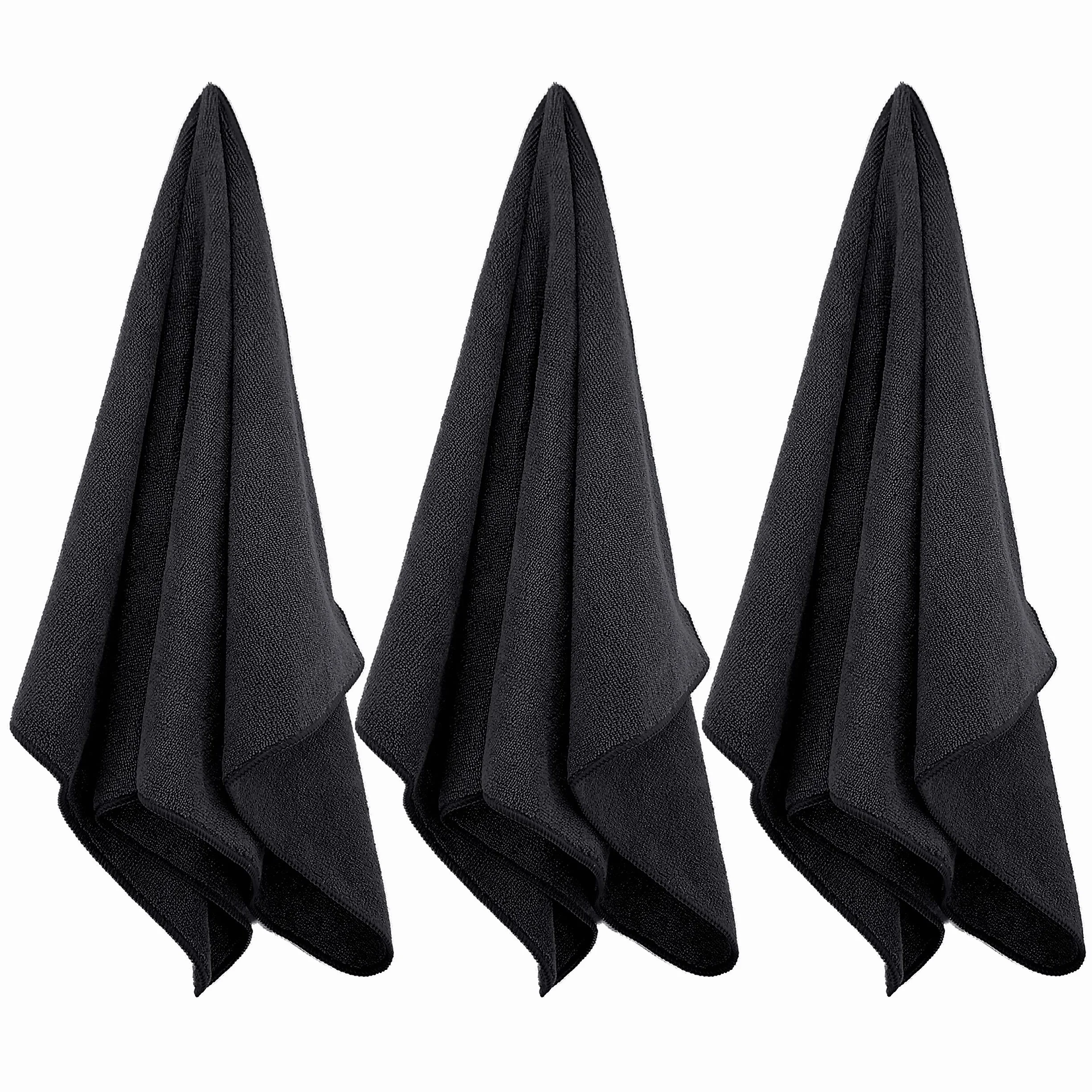 Toalla de Microfibra Antipelusa para Cabello Secado Rápido 40,6 x 73,7 cm Pack 12 Negra