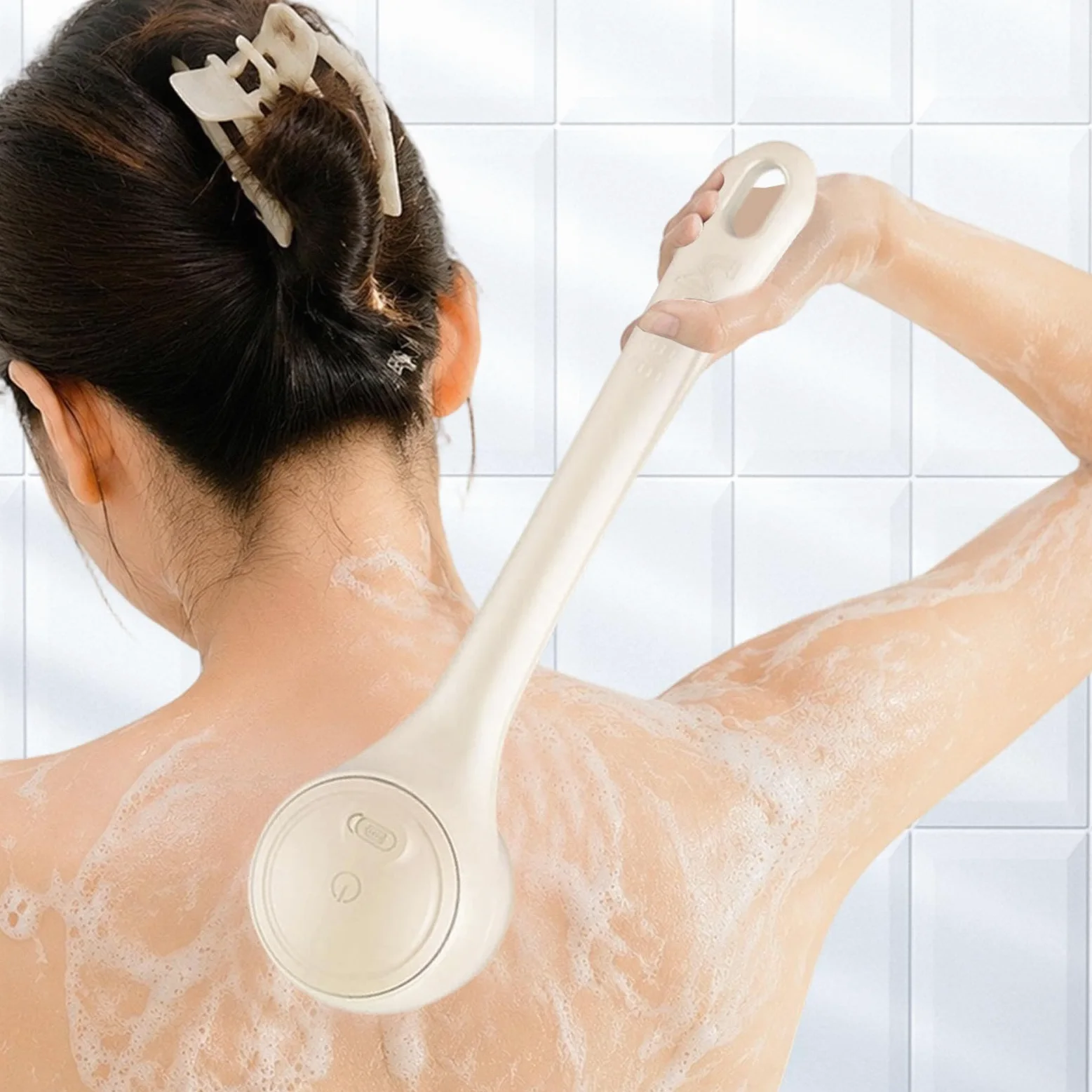 Exfoliante Corporal Eléctrico Exfoliante Rotatorio De 2 Velocidades Con 4 | Cepillo De Ducha Impermeable De Doble Mango Para Masajear La Piel Mano Pierna Y Cuidado Diario De La