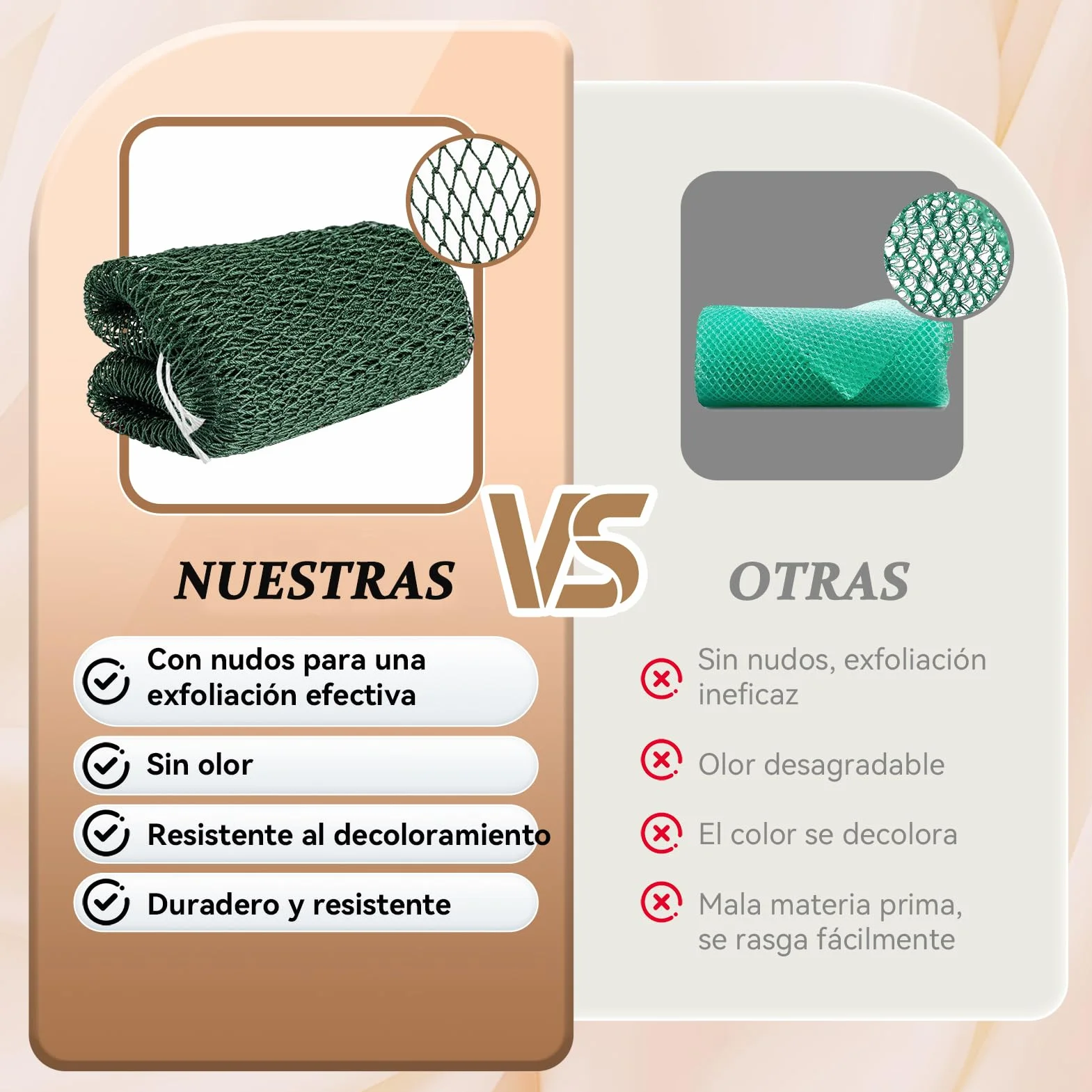 Esponja de Red Exfoliante Africana CORATED, 2 Piezas para Baño y Ducha