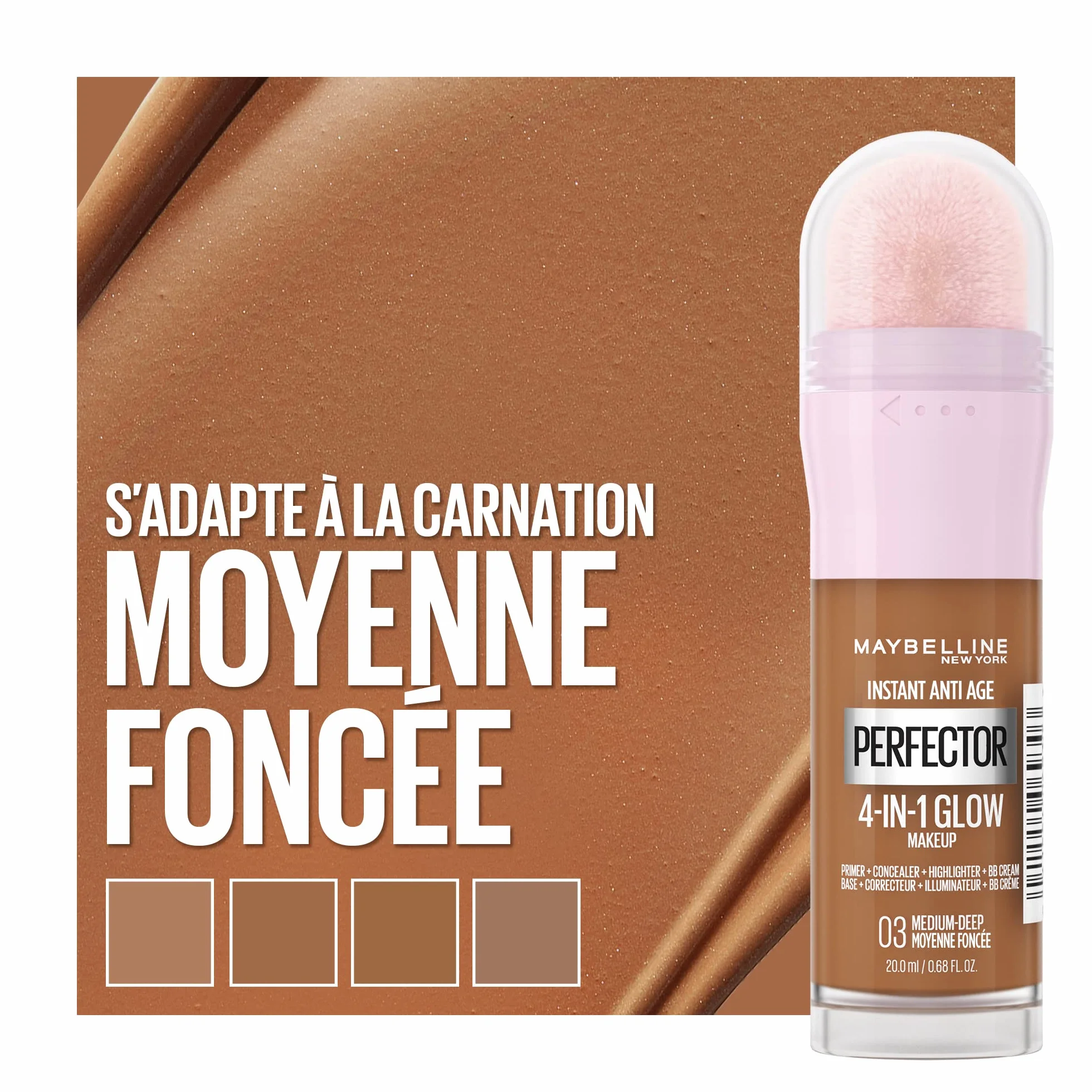 Maybelline New-York Routine 4 en 1 iluminador tono 01 Light 03 MEDIUM DEEP Instant Perfector Glow