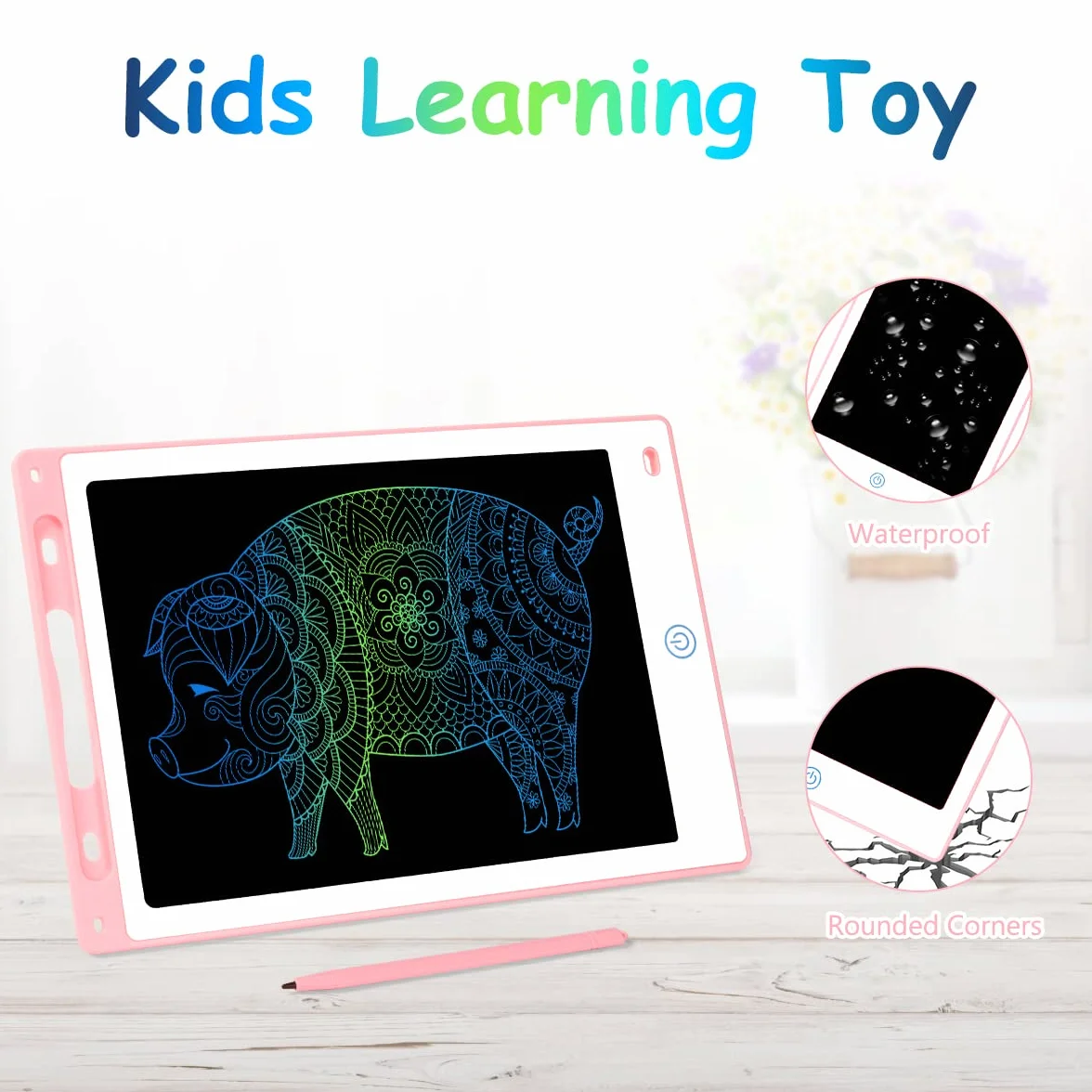 Vicloon Tableta de Escritura LCD 10" Tablero de Dibujo Electrónico para Niños con Bloqueo de Pantalla