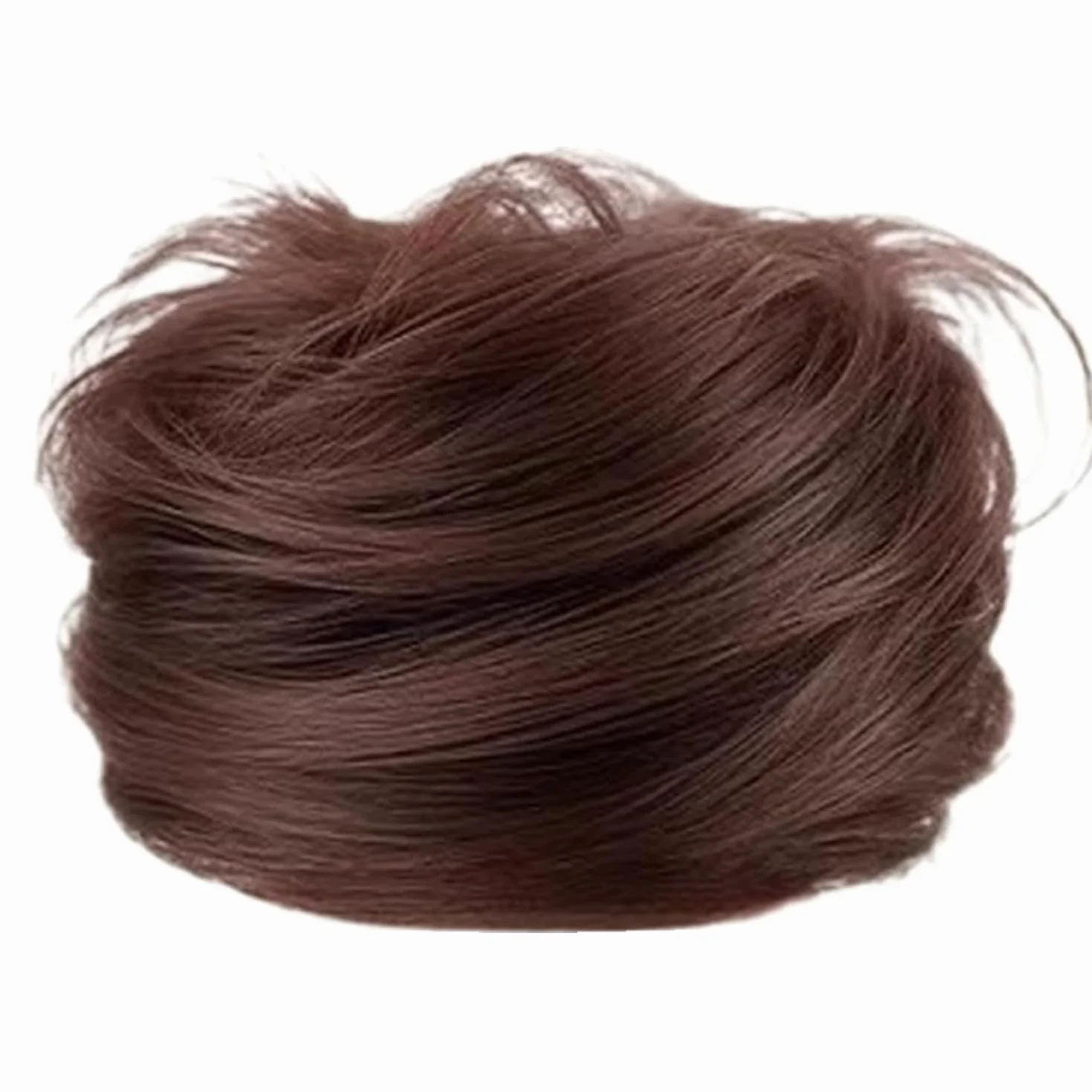 Coletero Moño Postizo Cabello Natural Mujeres Extensiones Pelo Real Marrón Oscuro