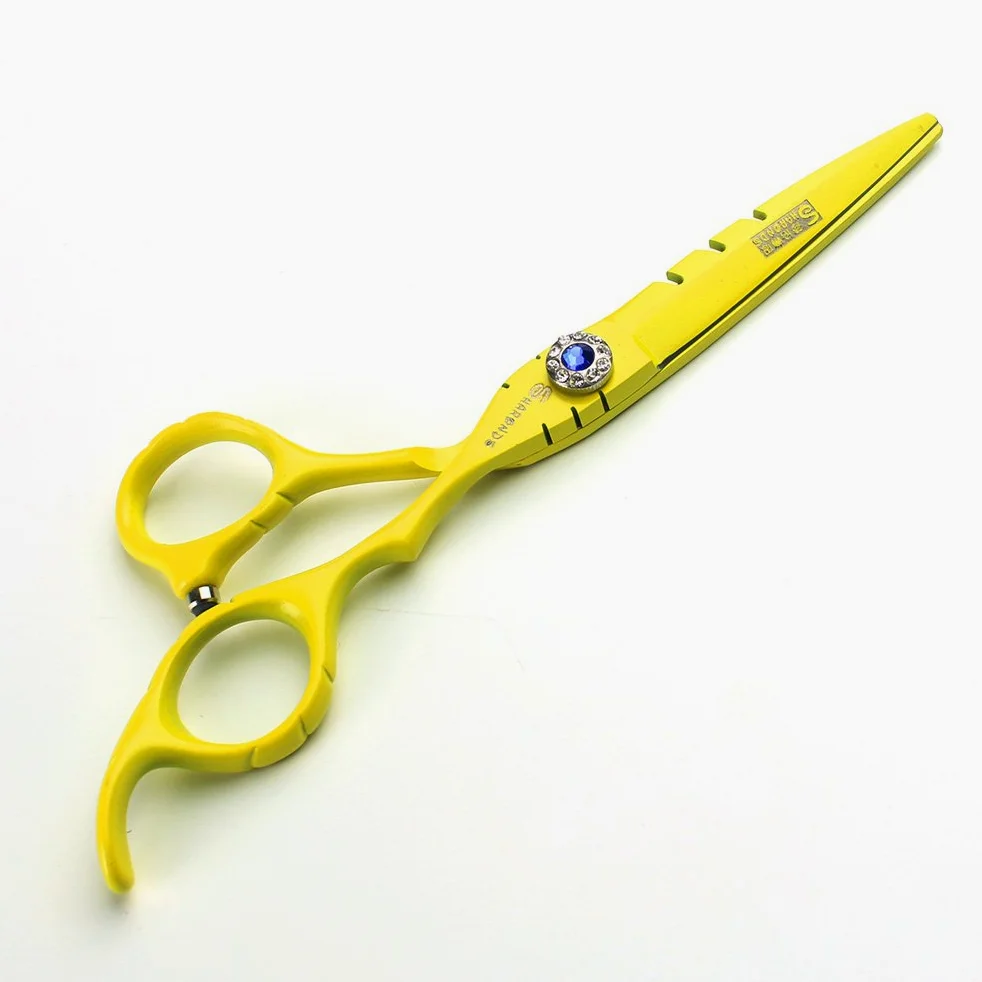 Amarillo profesional de 6 pulgadas pelo tijeras peluquería salón peluquería especial herramientas Japón acero inoxidable tijera kit de combinación (scissors set)