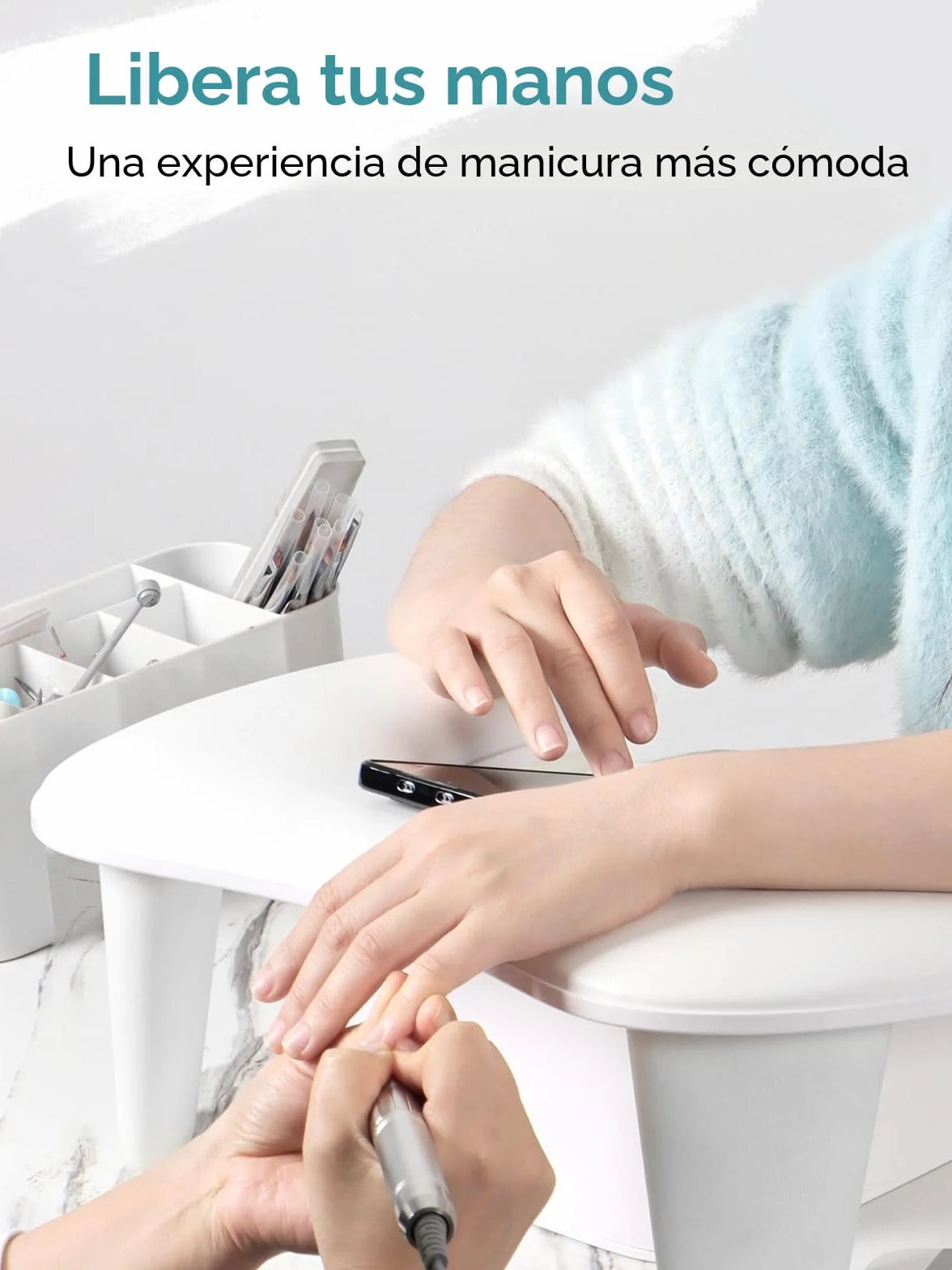Reposabrazos de uñas para manicura: Reposabrazos para uñas soporte de piel para uñas, reposamanos de uñas, cojín de Manicura blanco, cojín Antideslizante para Salón de arte de uñas(Bianco)