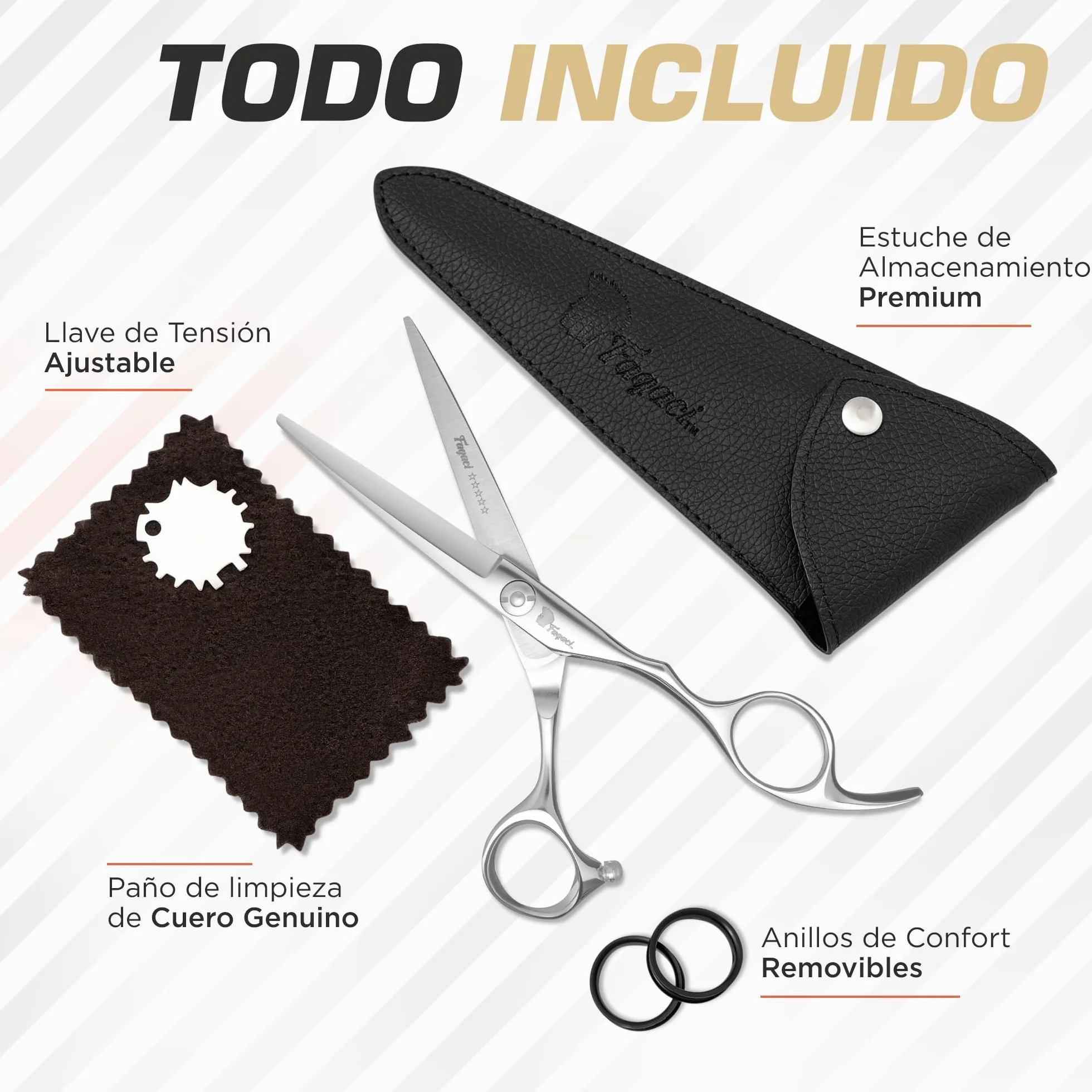 Tijeras Peluqueria Profesional Acero 440C, Tijeras Cortar Pelo con Funda