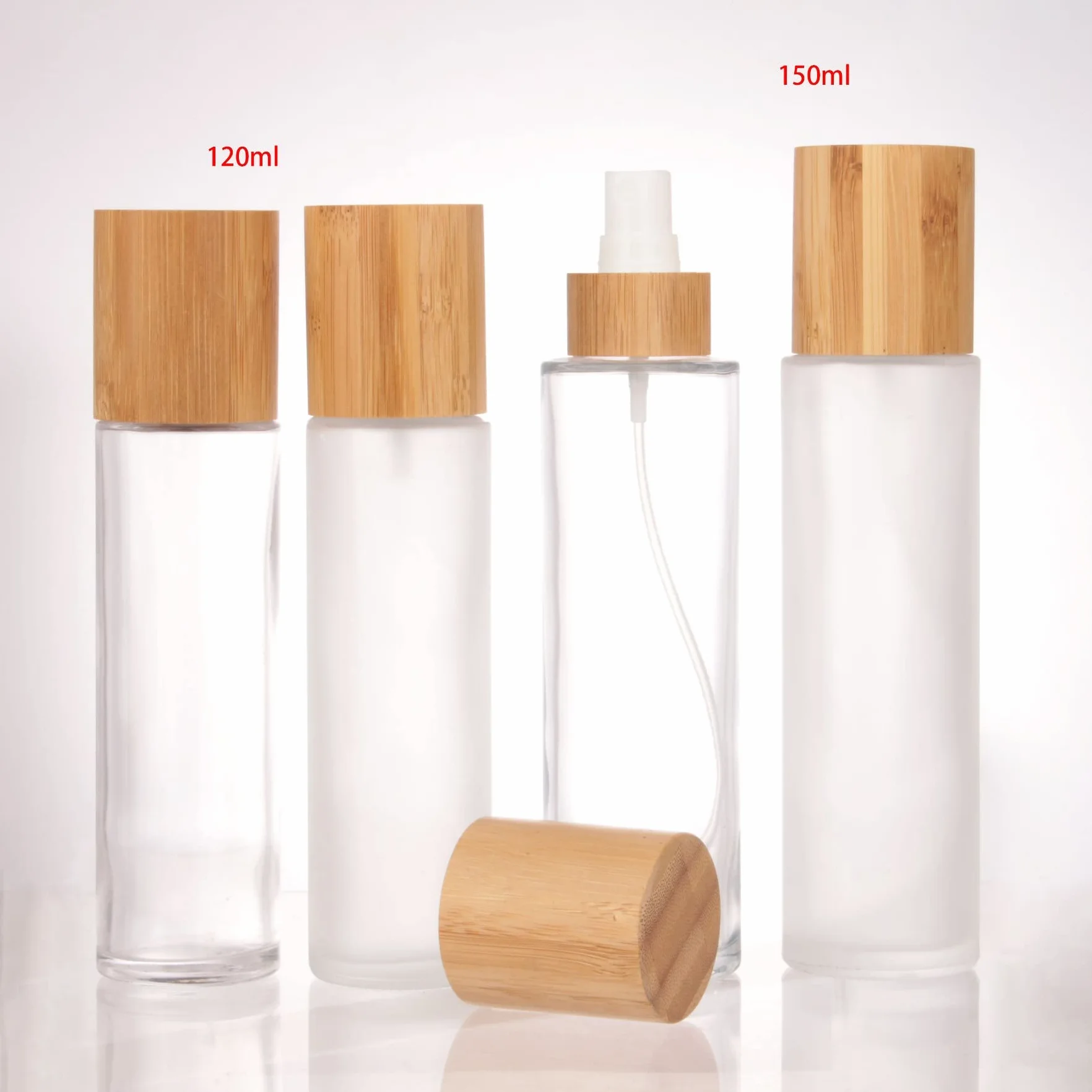COSIDEA 4 botellas de spray vacías 120 ml con tapa de bambú esmerilado para perfume
