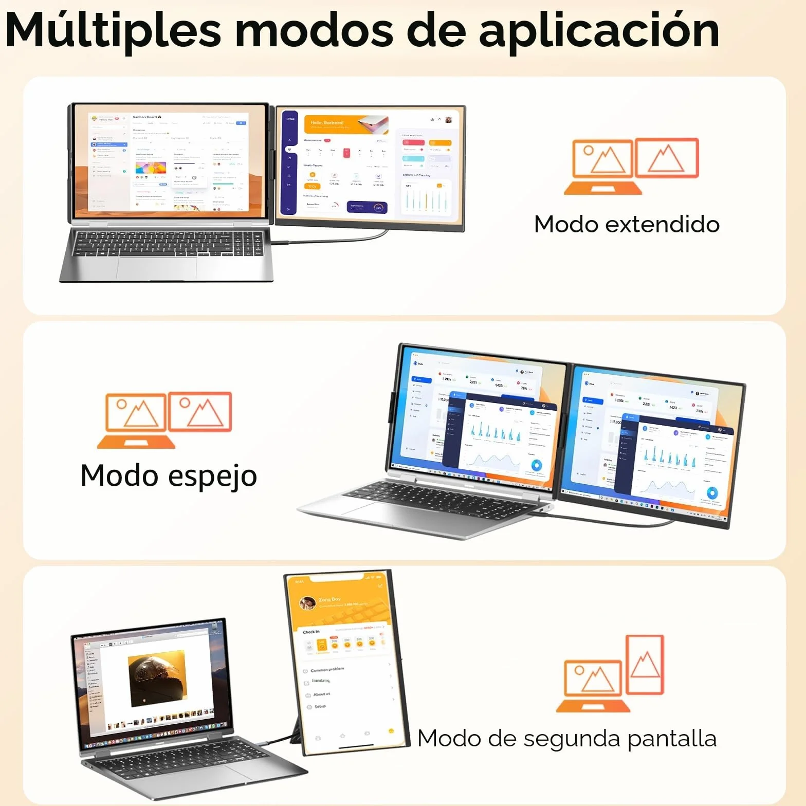 Monitor Portátil 15.6" 1080p IPS Doble Pantalla Extensor para Laptop 13-17,3 Pulgadas