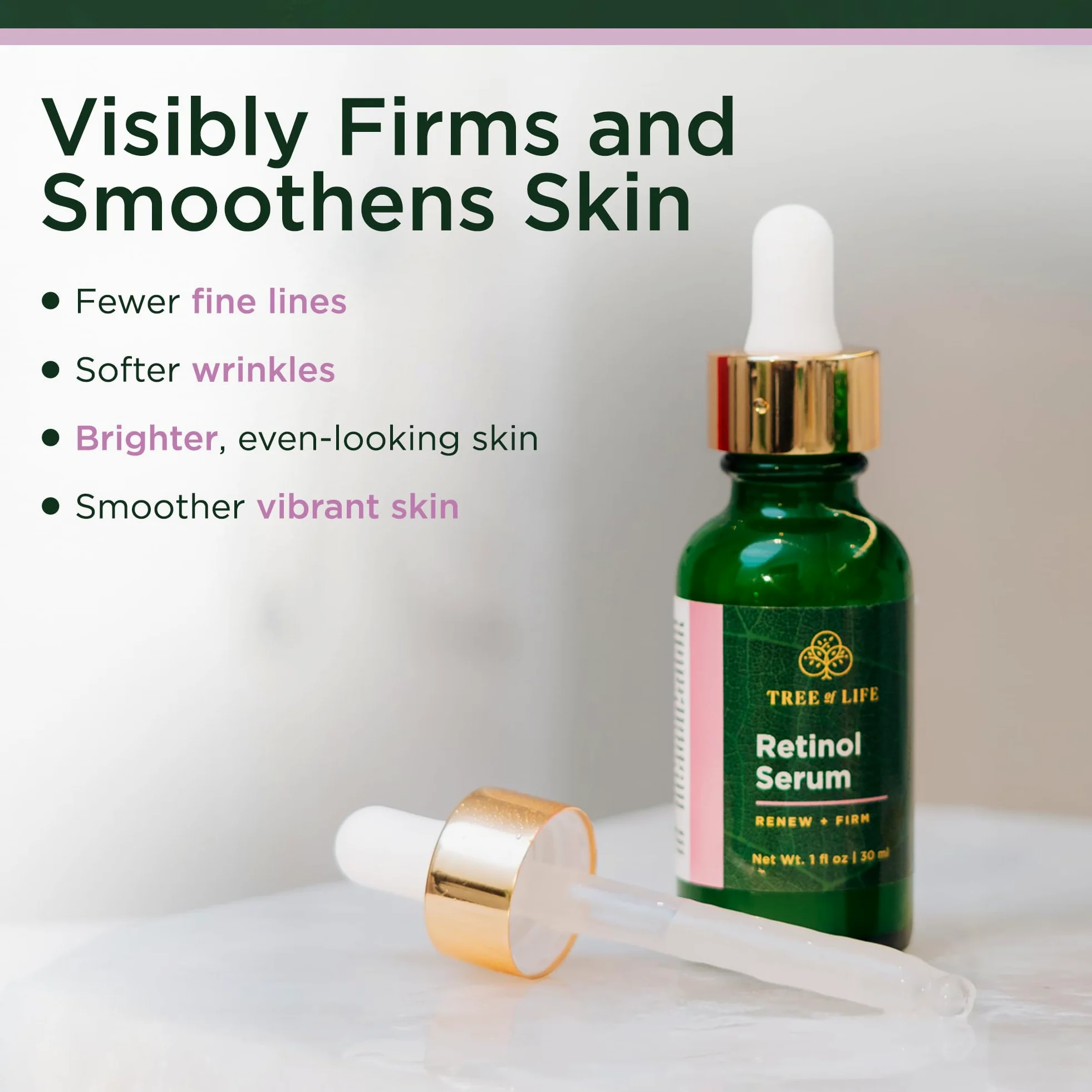 Tree of Life Beauty - Juego de cuidado facial de la piel, sueros faciales iluminadores, reafirmantes e hidratantes para pieles sensibles, niacinamida, vitamina C, retinol y ácido hialurónico, probado