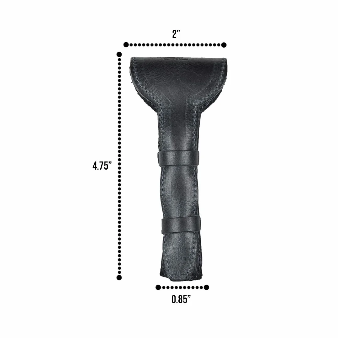 Esconde y bebe, funda protectora de doble filo de piel para afeitadora hecha a mano, color negro