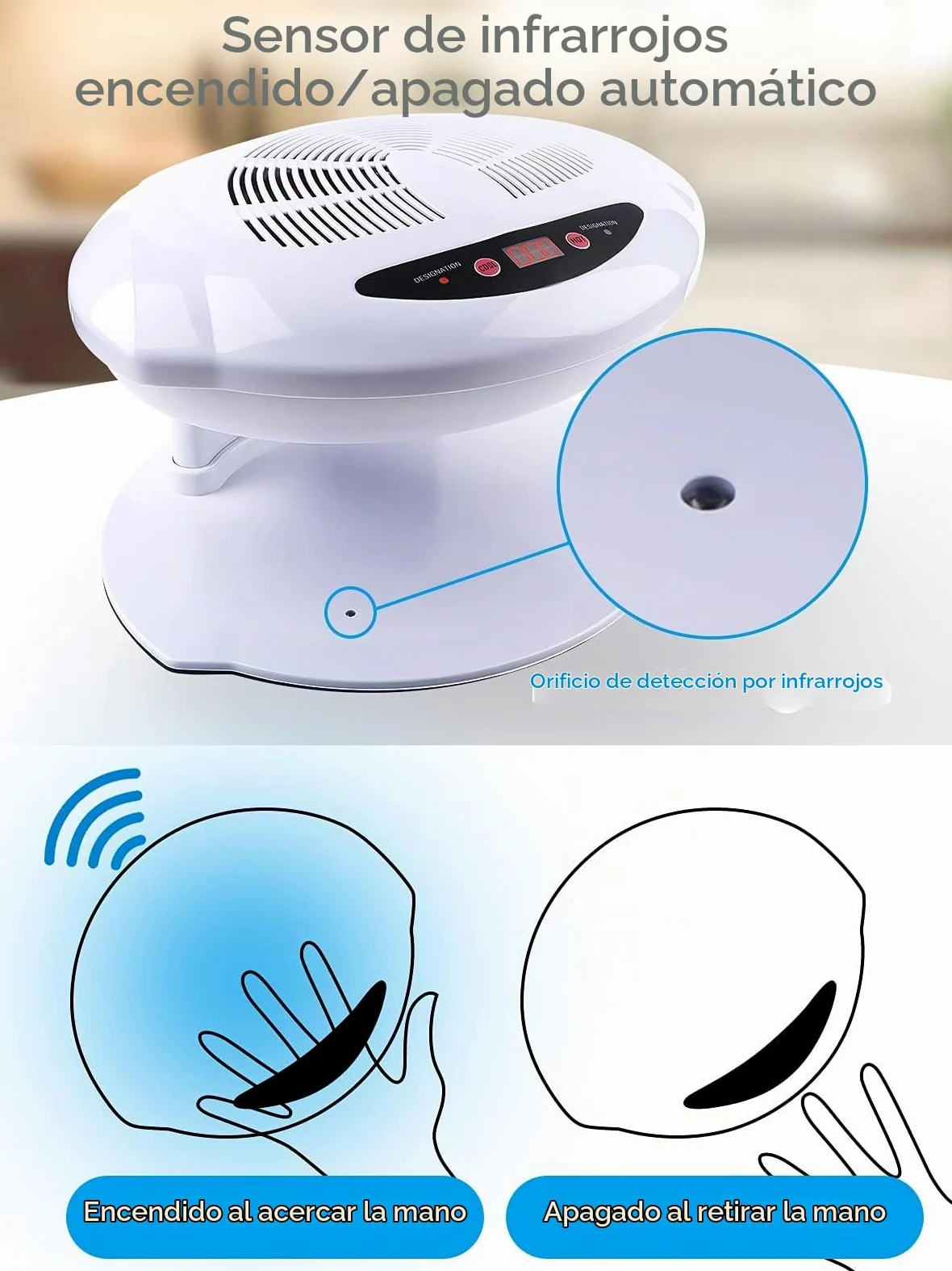 Kalolary Secador de Uñas, 400W Nail Dryer Secador con Aire Frío y Caliente Ventilador de Secado de Manicura para Manos y Pies Esmalte de Uñas Sensor Automático Uso en El Hogar y El Salón (Blanco) | Aire Frío y Caliente Ventilador de Secado de Manicura par