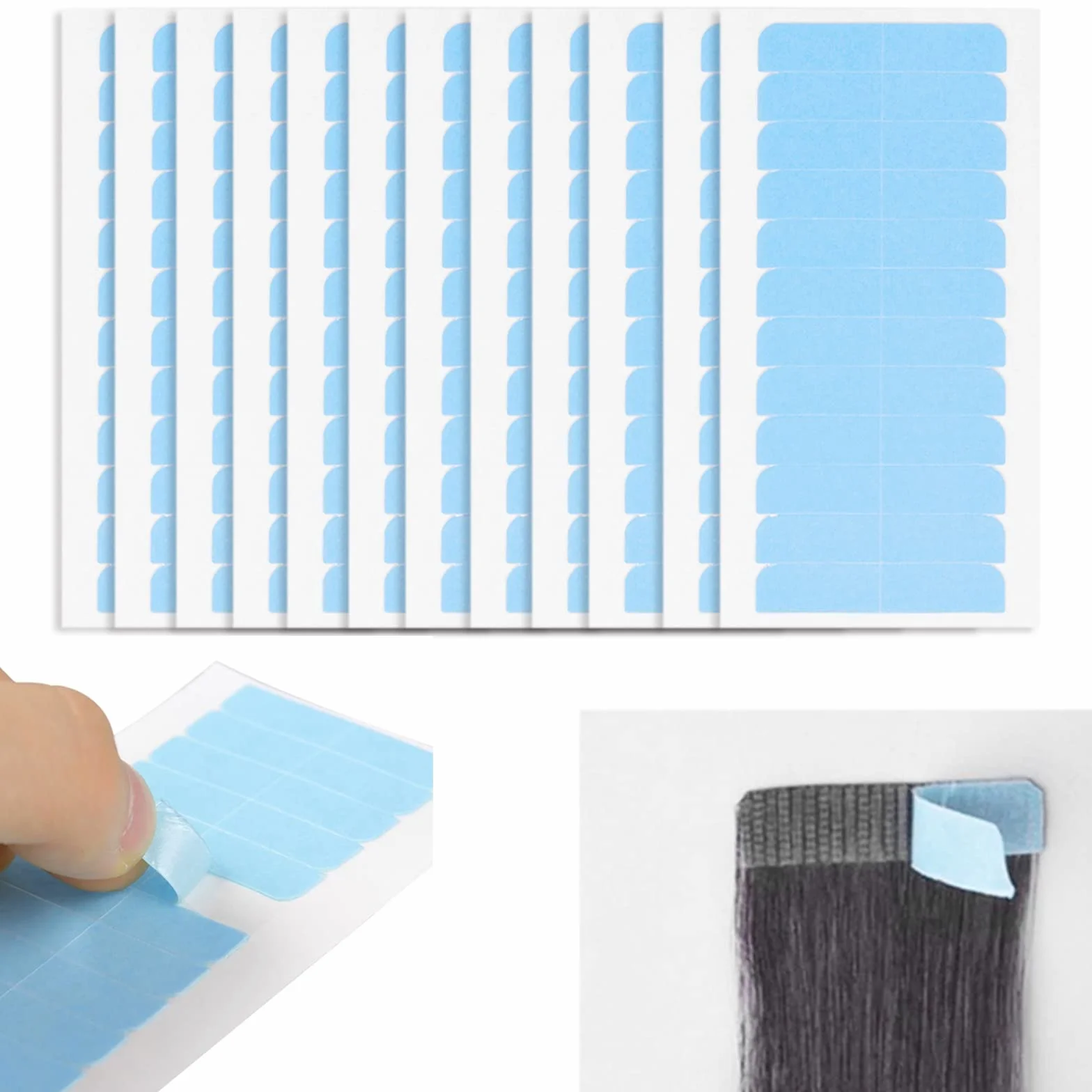 Cinta Adhesiva para Extensiones de Cabello, Repuesto, Azul (144pcs)