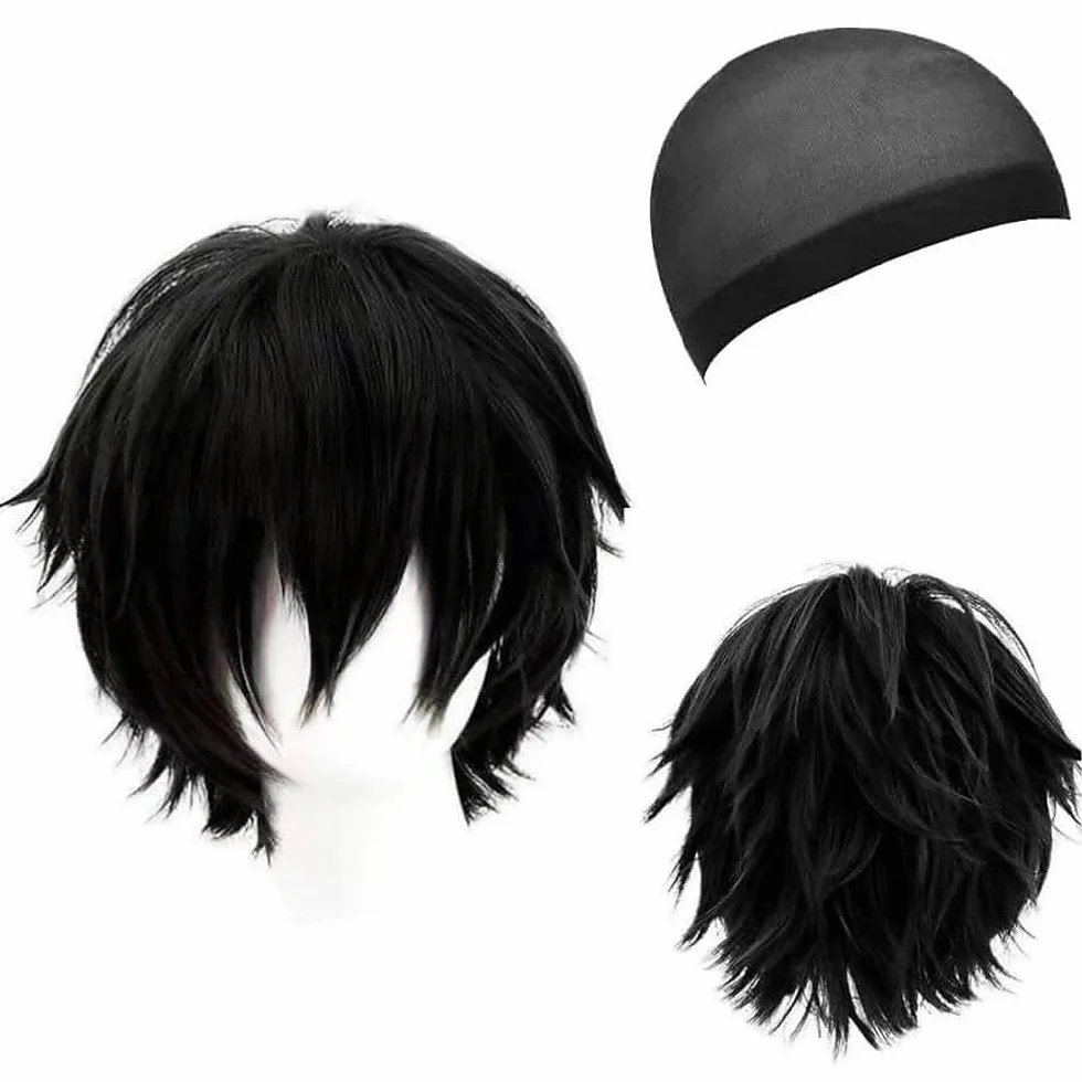 Peluca Corta Negro Lacio Cosplay para Halloween Fiesta