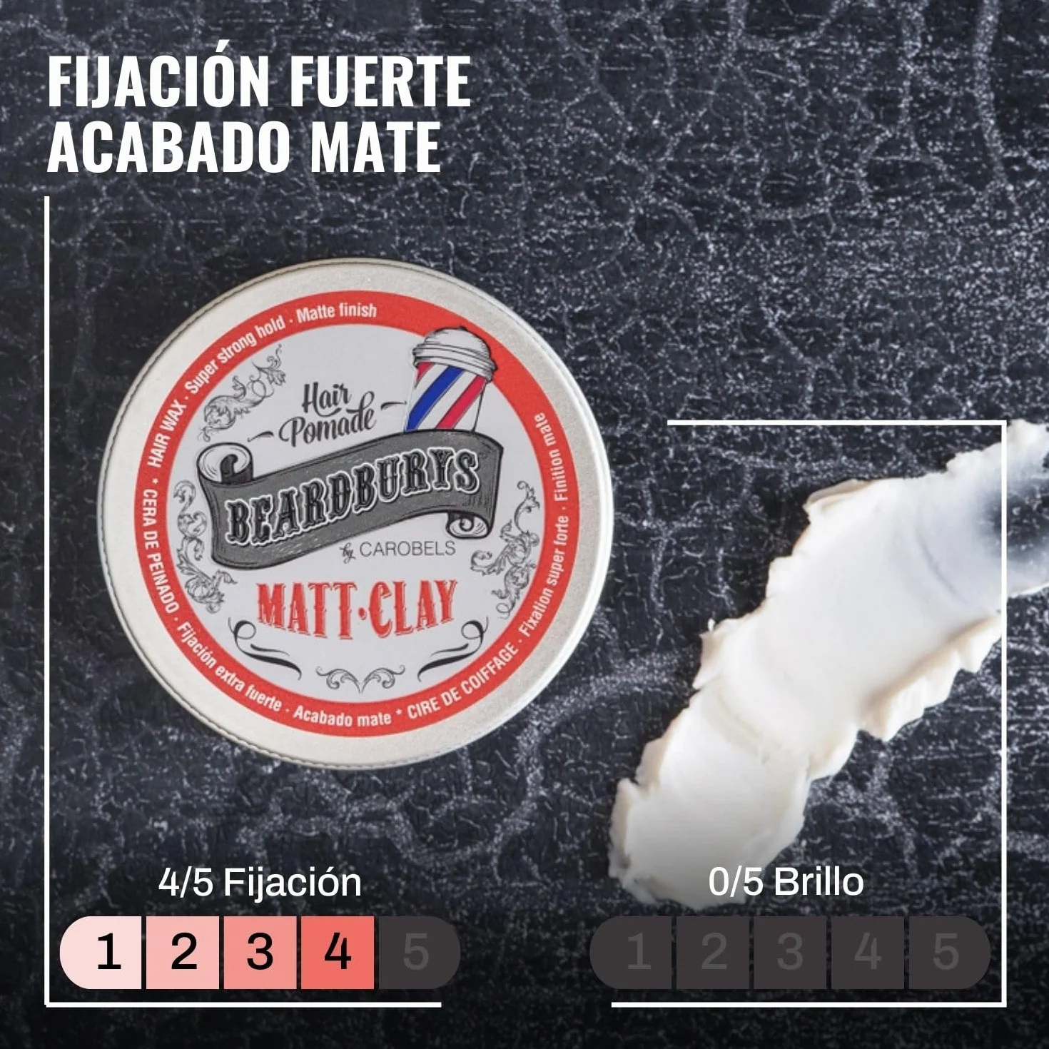 Beardburys Matt Clay Pomada para el cabello fijación fuerte acabado mate 100 ml