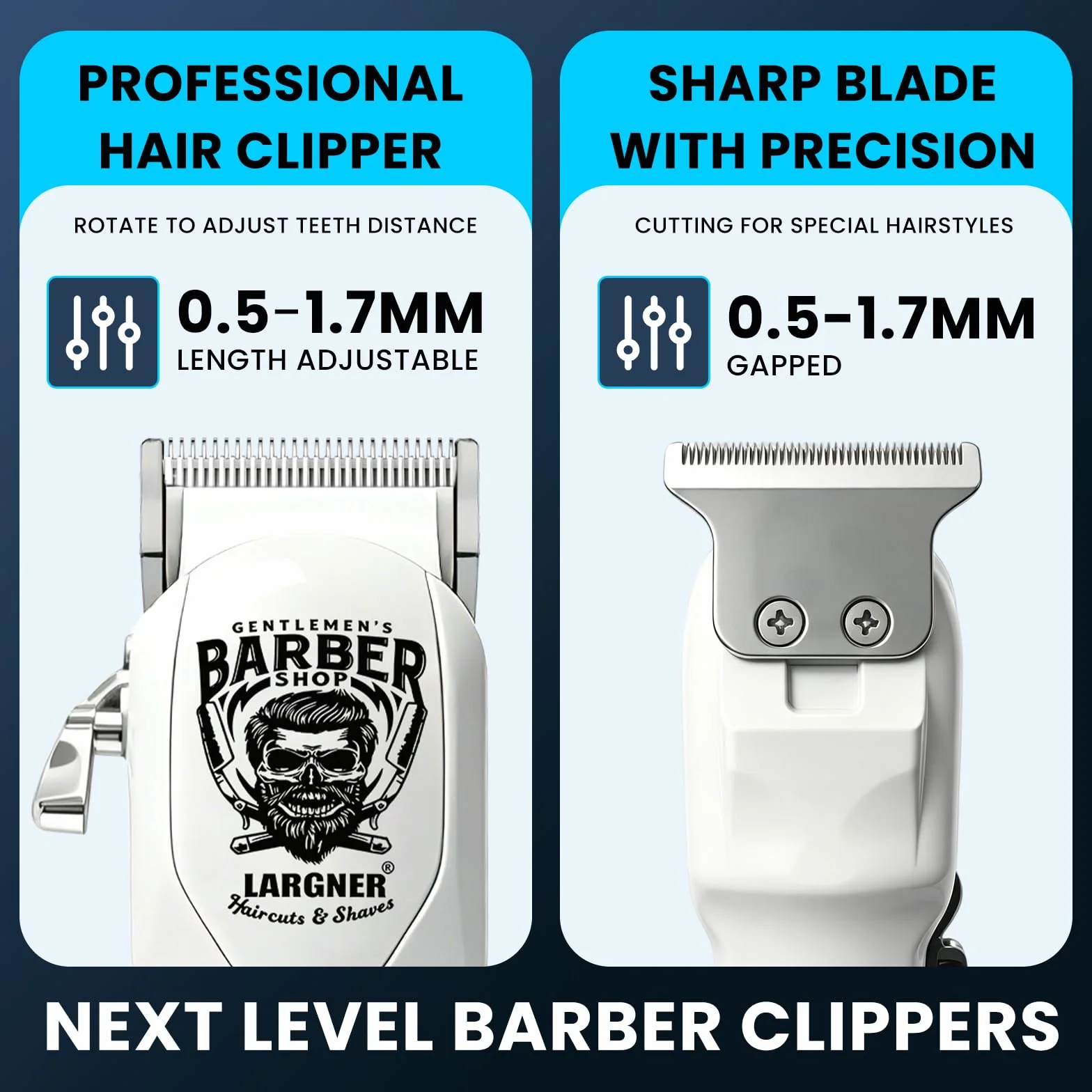 Cortapelos profesional inalámbrico recargable hombre, recortadora barba afeitadora eléctrica LCD 8 peines guía kit