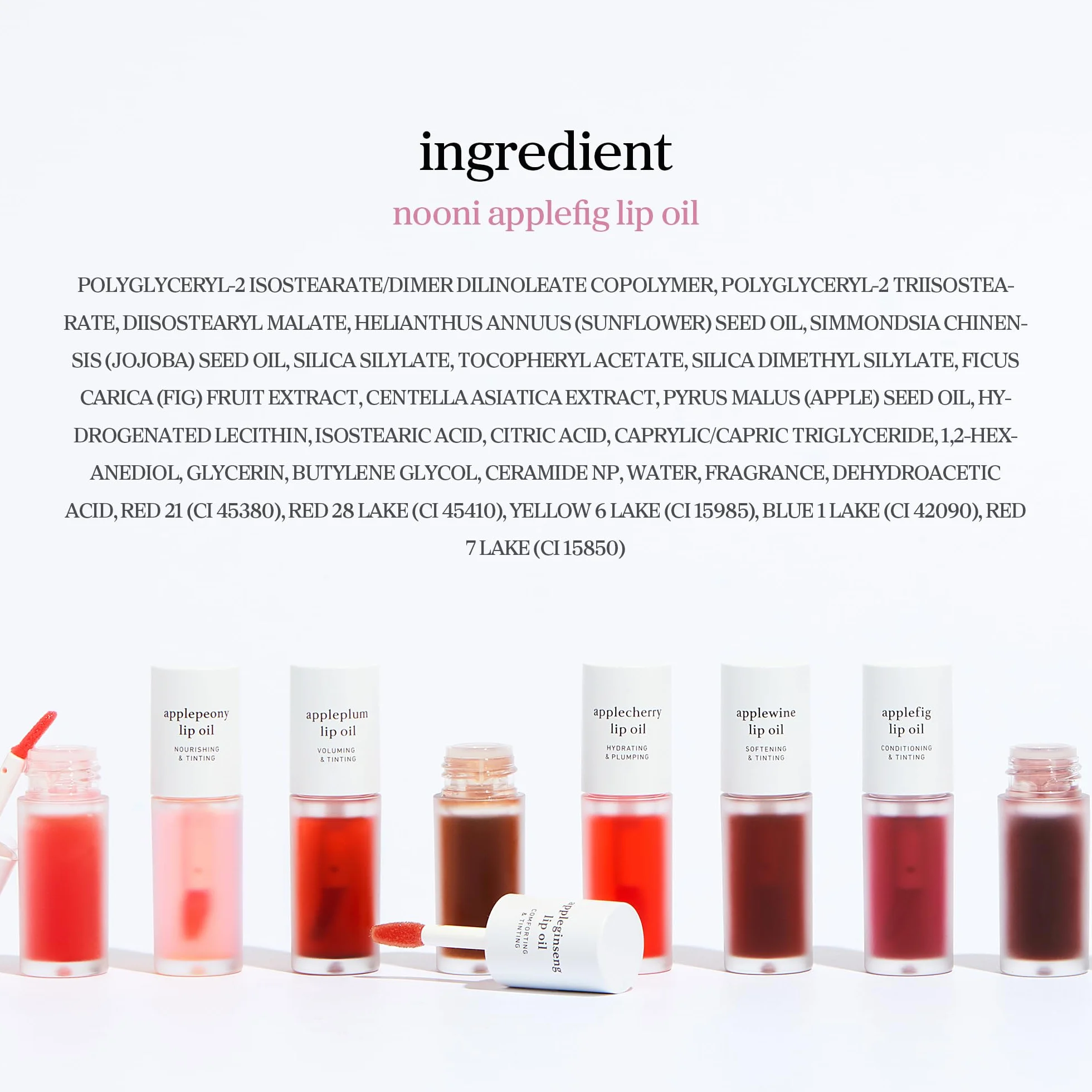 NOONI Aceite de labios coreano vegano de manzana, larga duración, hidratante, impermeable