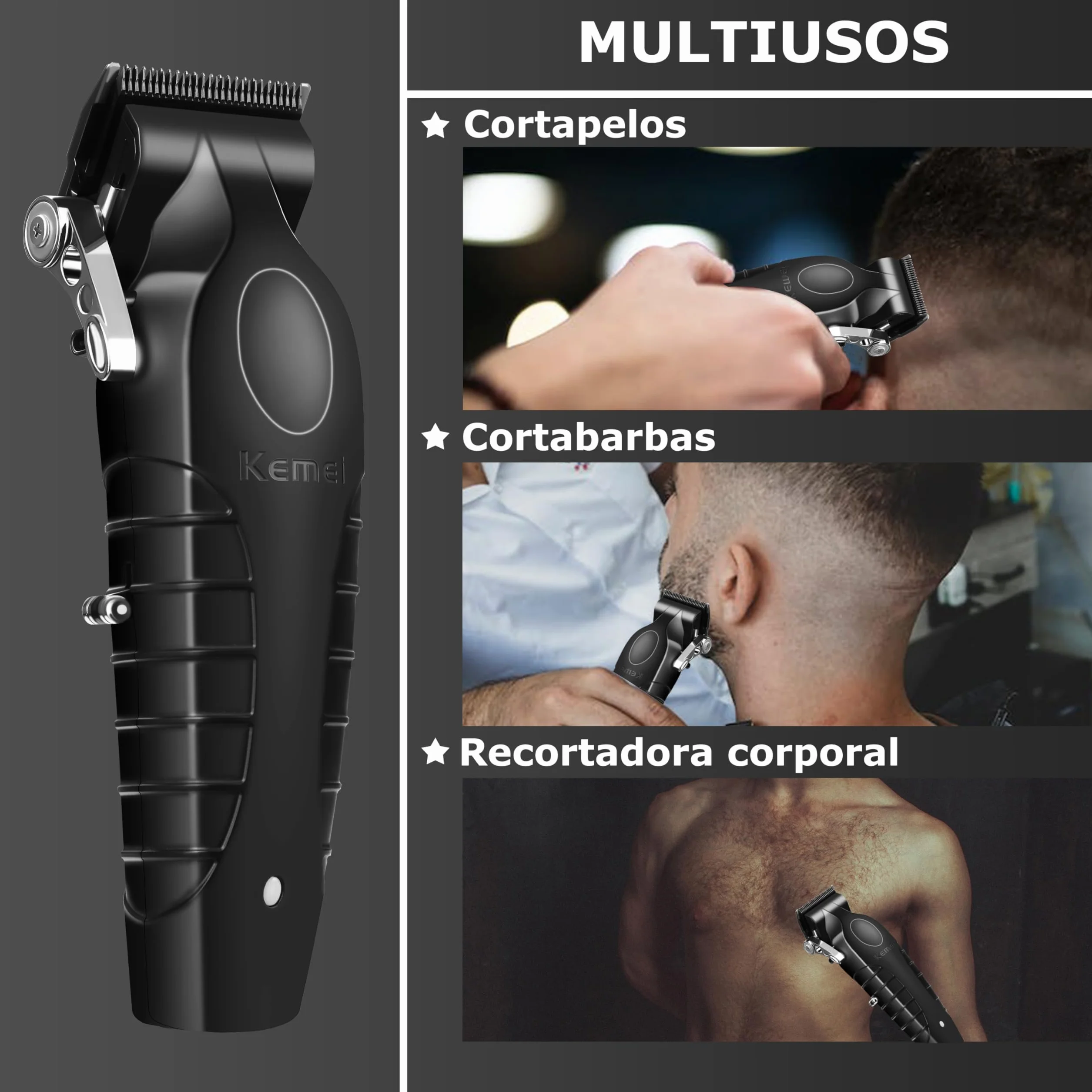 KEMEI 2296 Cortapelos Profesionales Inalámbrico con Cable Recortadora de Pelo y Barba