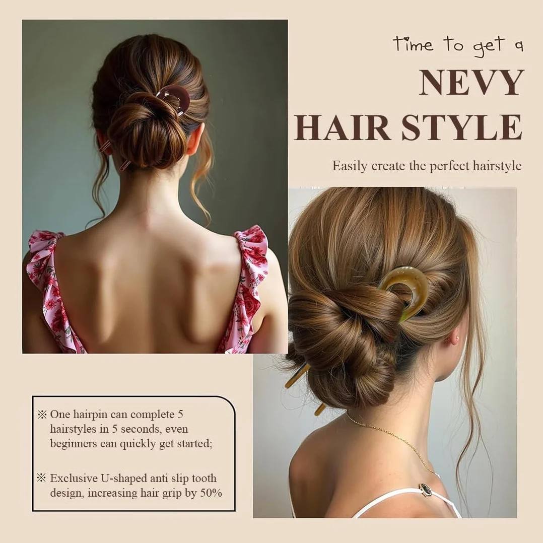 Pinza para el Cabello en Forma de U, 4 Piezas, Giro Francés Grande, Accesorios de Estilo para Mujer