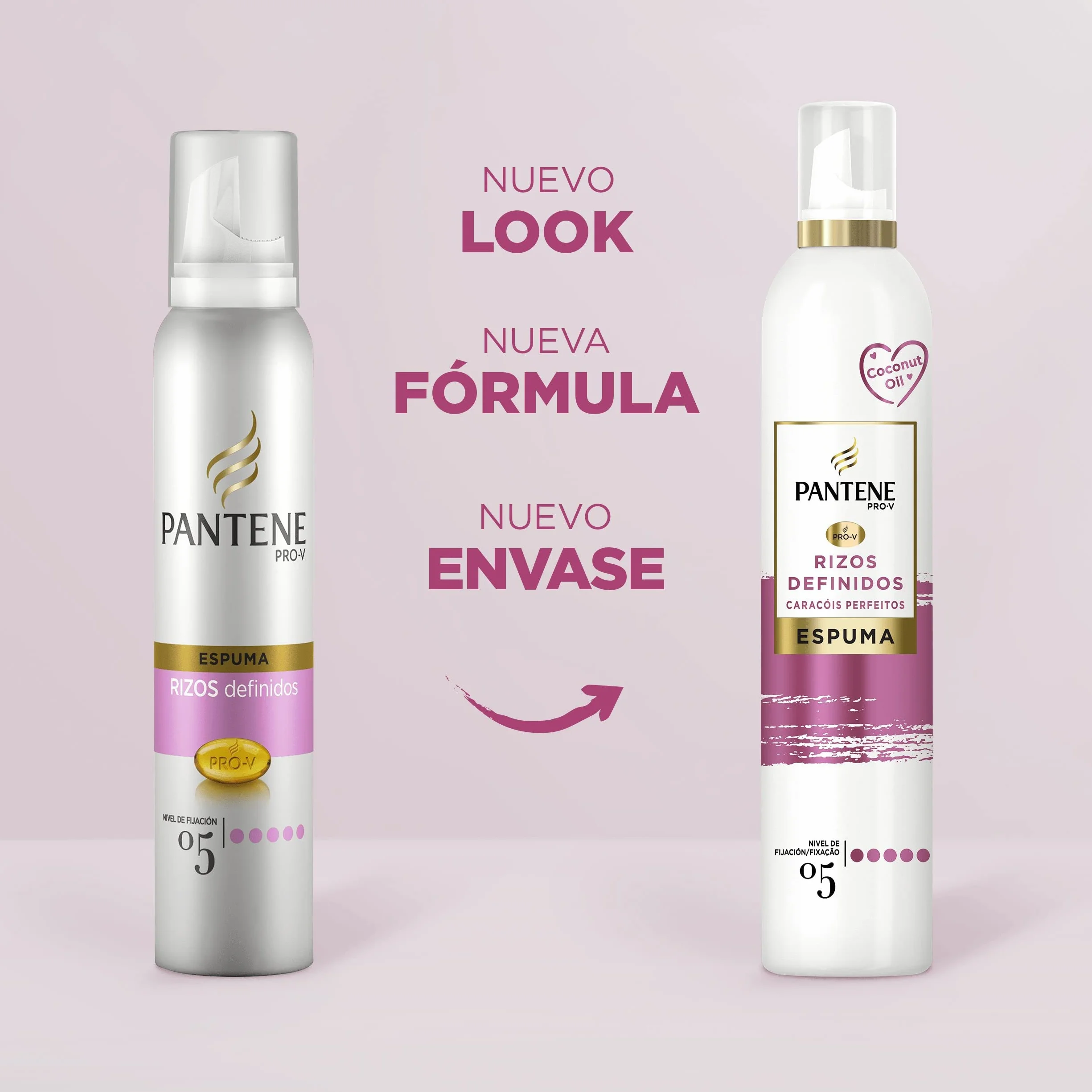 Pantene Pro-V Espuma Rizos Perfectos Nutritiva Protectora Calor Aceite Coco 2x200 ml